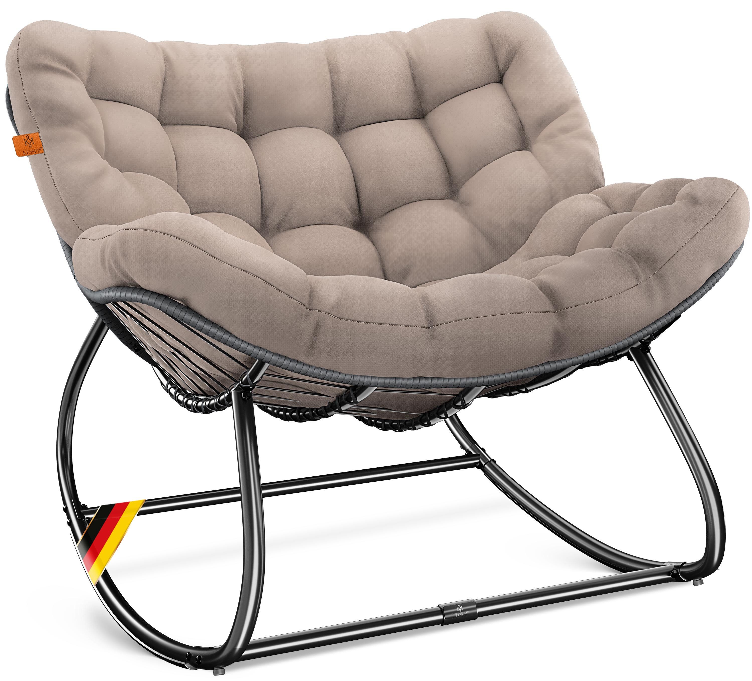 KESSER Schaukelstuhl Schaukelsessel Chillexer für drinnen & draußen (maximale Belastung 120kg, witterungsbeständig & mit rutschfesten Füßen), Loungesessel ergonomisches Relaxsessel für Balkon, Garten & Wohnzimmer