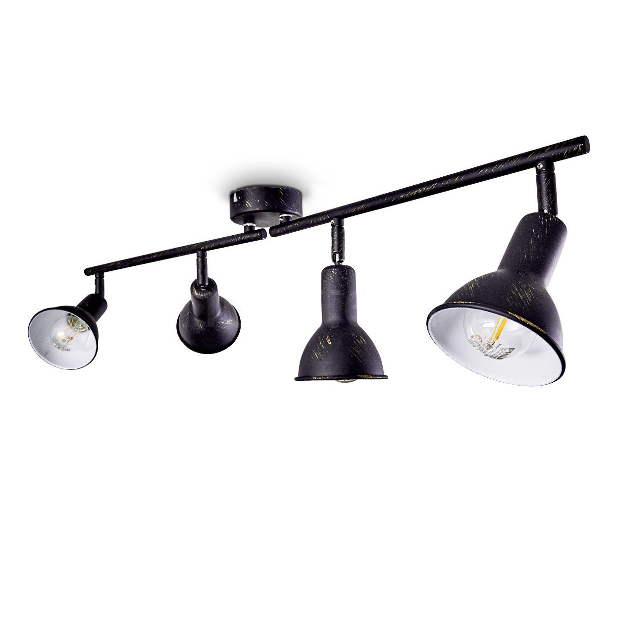 hofstein Deckenleuchte »Celano« Deckenlampe aus Metall in Schwarz/Gold/Weiß, ohne Leuchtmittel, mit verstellbaren Strahlern, 4xE14, im Retro/Vintage Design. € 69,99