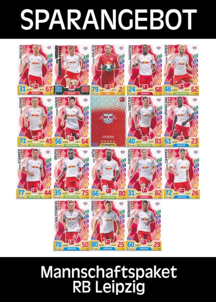 Topps Sammelkarte Topps Match Attax - 2017/18 - Mannschaftspaket - RB Leipzig