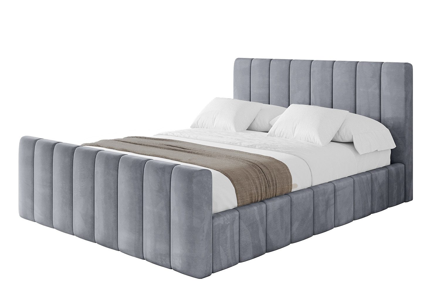 ALTDECOR Polsterbett FINO-Z (Polsterbett mit Bettkasten und Lattenrost, Boxbett mit Matratze), Doppelbett mit Stauraum, Bett mit Kopfteil