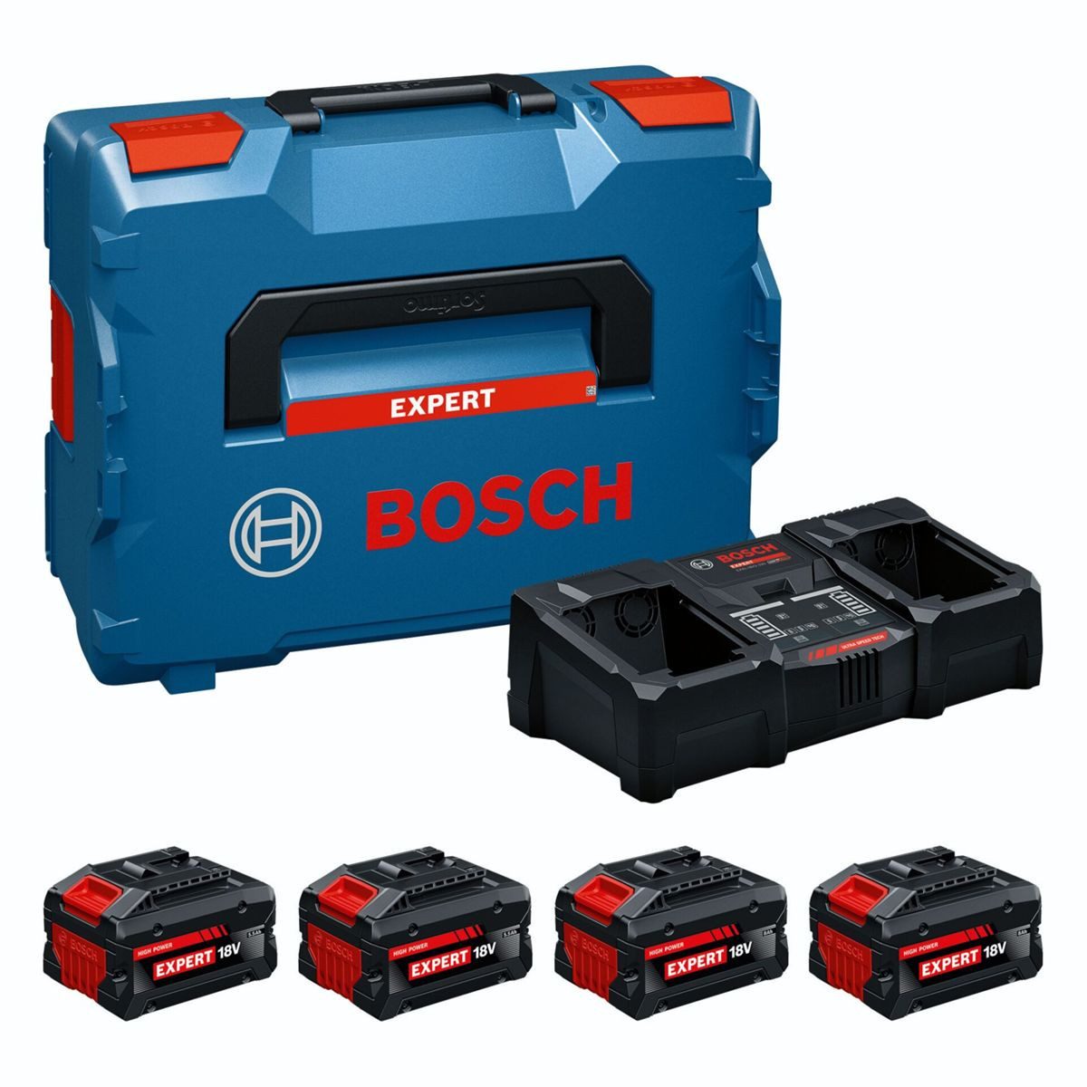 BOSCH Starter-Set 2x EXBA18V-55 2x EXBA18V-80 Werkzeug-Akku-Ladetechnik