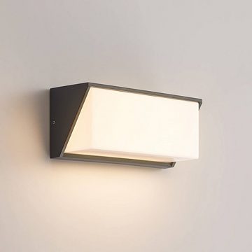 Lindby LED Außen-Wandleuchte Malim, LED-Leuchtmittel fest verbaut, warmweiß, Modern, Aluminium, Kunststoff, dunkelgrau, weiß, 1 flammig, inkl.