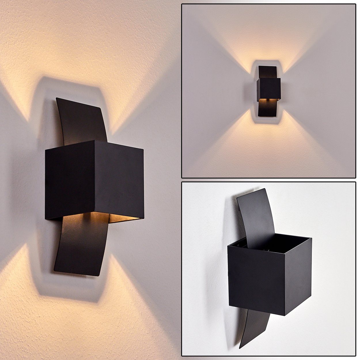 hofstein Wandleuchte »Vols« Zimmerlampe aus Metall in Schwarz, ohne Leuchtmittel, Wandlampe mit Up & Down Lichteffekt, 1xG9