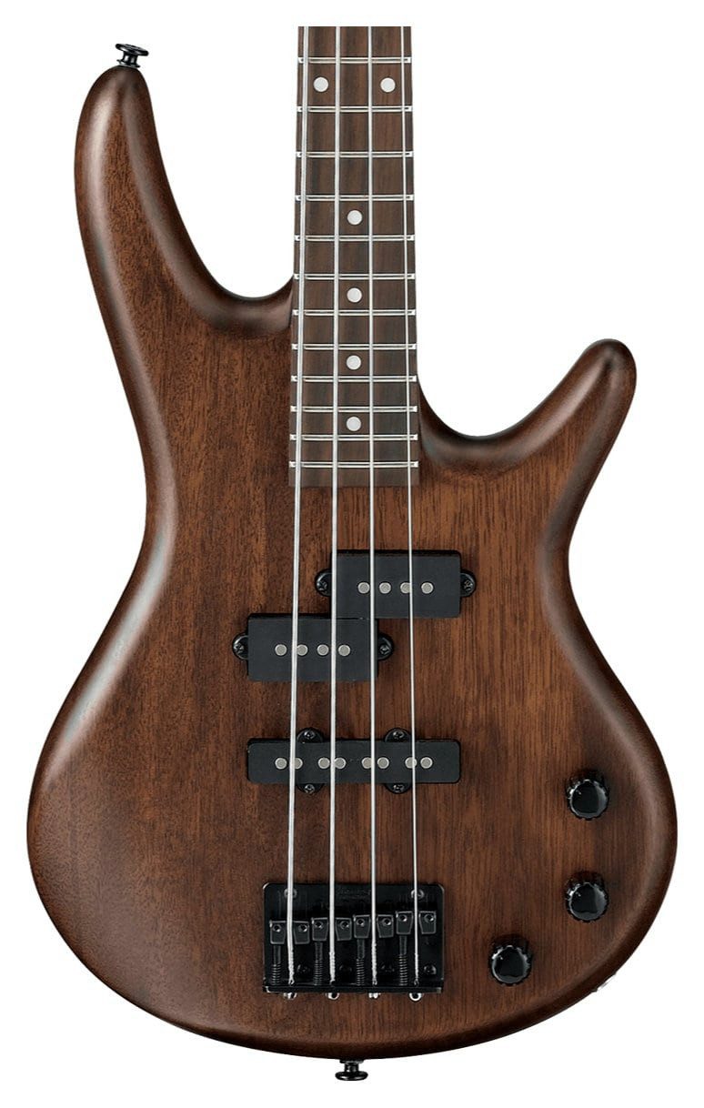 Ibanez E-Bass GSRM20B-WNF Walnut Flat - Shortscale-Bass mit schwarzer Hardware, Gio miKro Serie