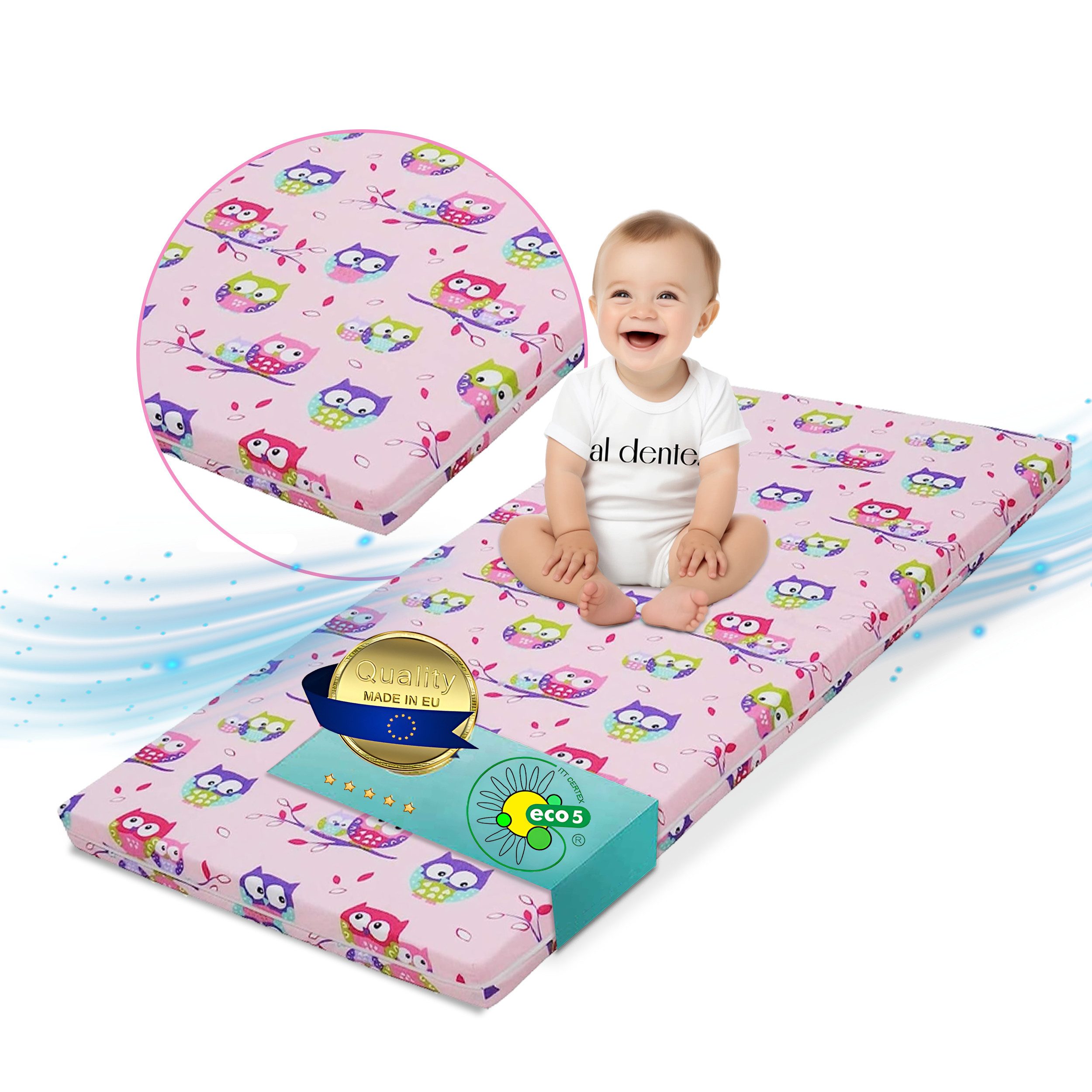 Kindermatratze Babymatratze mit Baumwollbezug, waschbar & rollbar–Allergikergeeignet, Best for Kids, 6 cm hoch, (Einzelartikel, 1 × Kindermatratze), Faltbar, allergikerfreundlich, atmungsaktiv