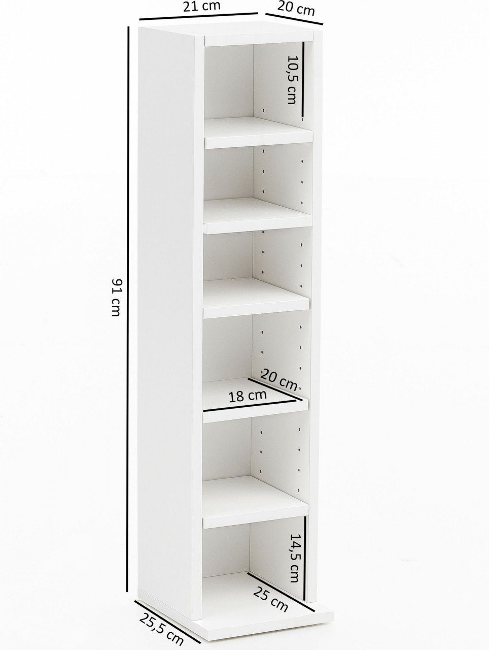 furnicato mit Weiß 6 BERND Design Fächern Bücherregal