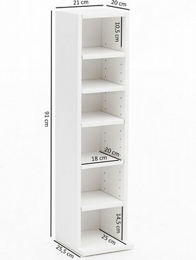 furnicato Bücherregal Design BERND Weiß mit 6 Fächern