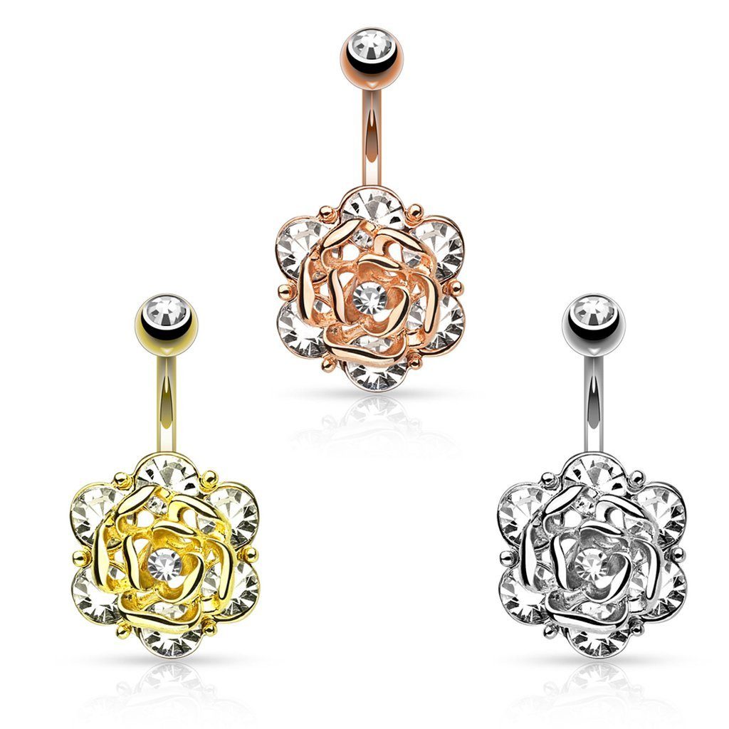 Taffstyle Bauchnabelpiercing Piercing Chirurgenstahl Kristall Blume, günstig online kaufen