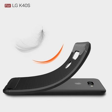 König Design Handyhülle LG K40S, LG K40S Handyhülle Carbon Optik Backcover Grau