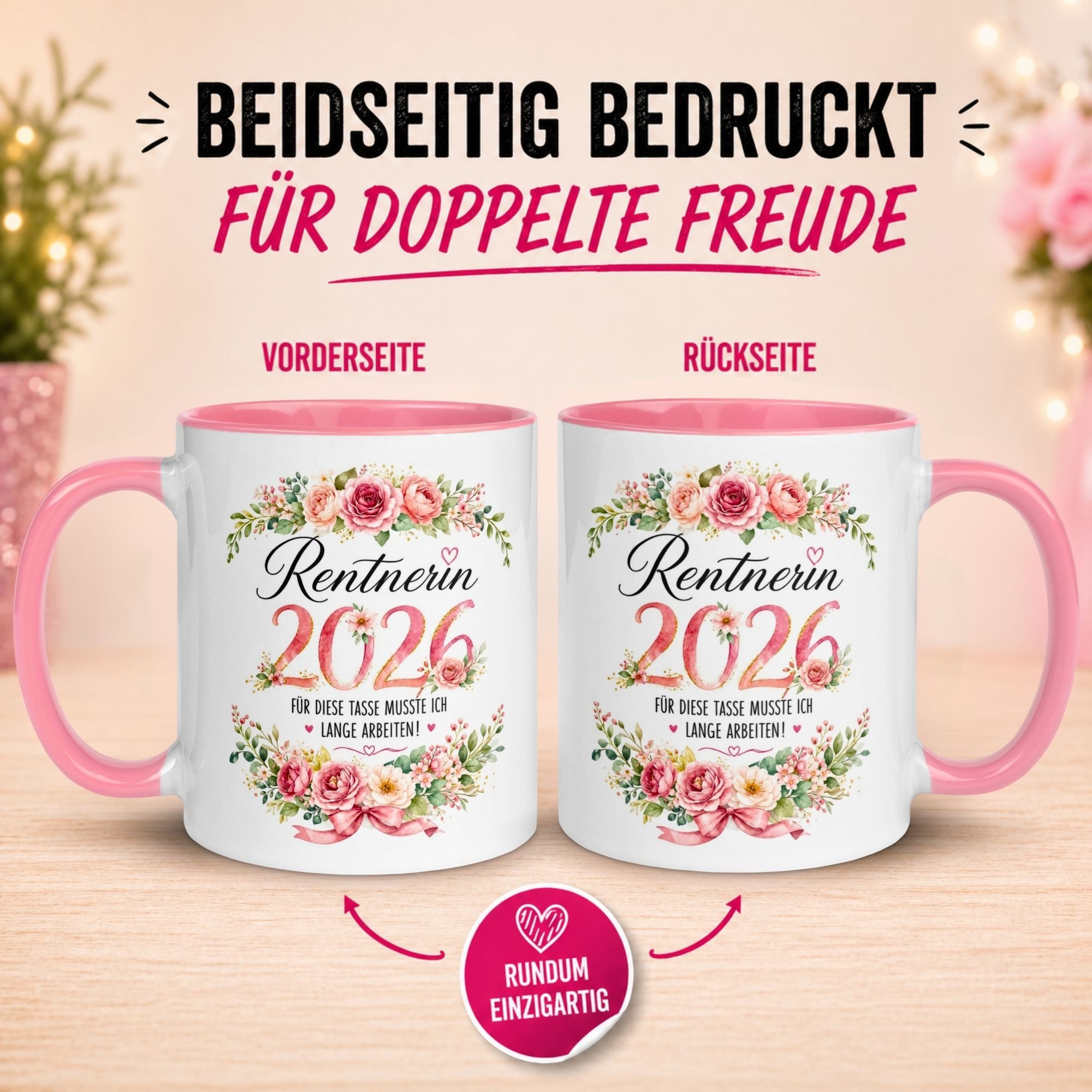 Momentals Tasse Rentnerin 2026 – Für die Tasse musste ich lange arbeiten – Rente Frau, Gratis Versand · Links-&Rechtshänder · Spülmaschinenfest