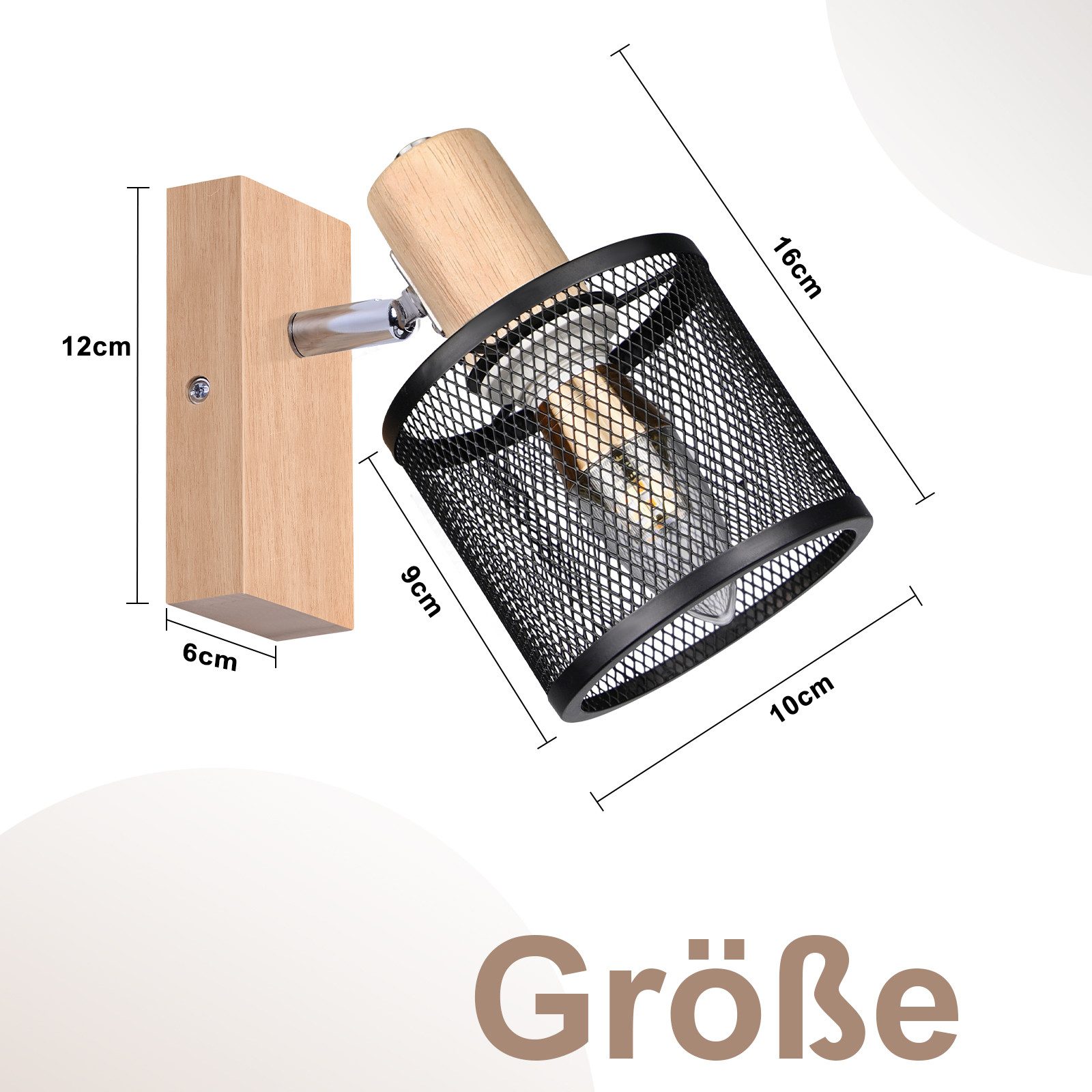 ZMH Deckenstrahler 1 Flammig Deckenleuchte Schwenkbar 350° für Wohnzimmer Holzoptik, Elegante Schlichtheit, ohne Leuchtmittel, Hochwertige Material Wohnzimmerlampe Modern Max.25w