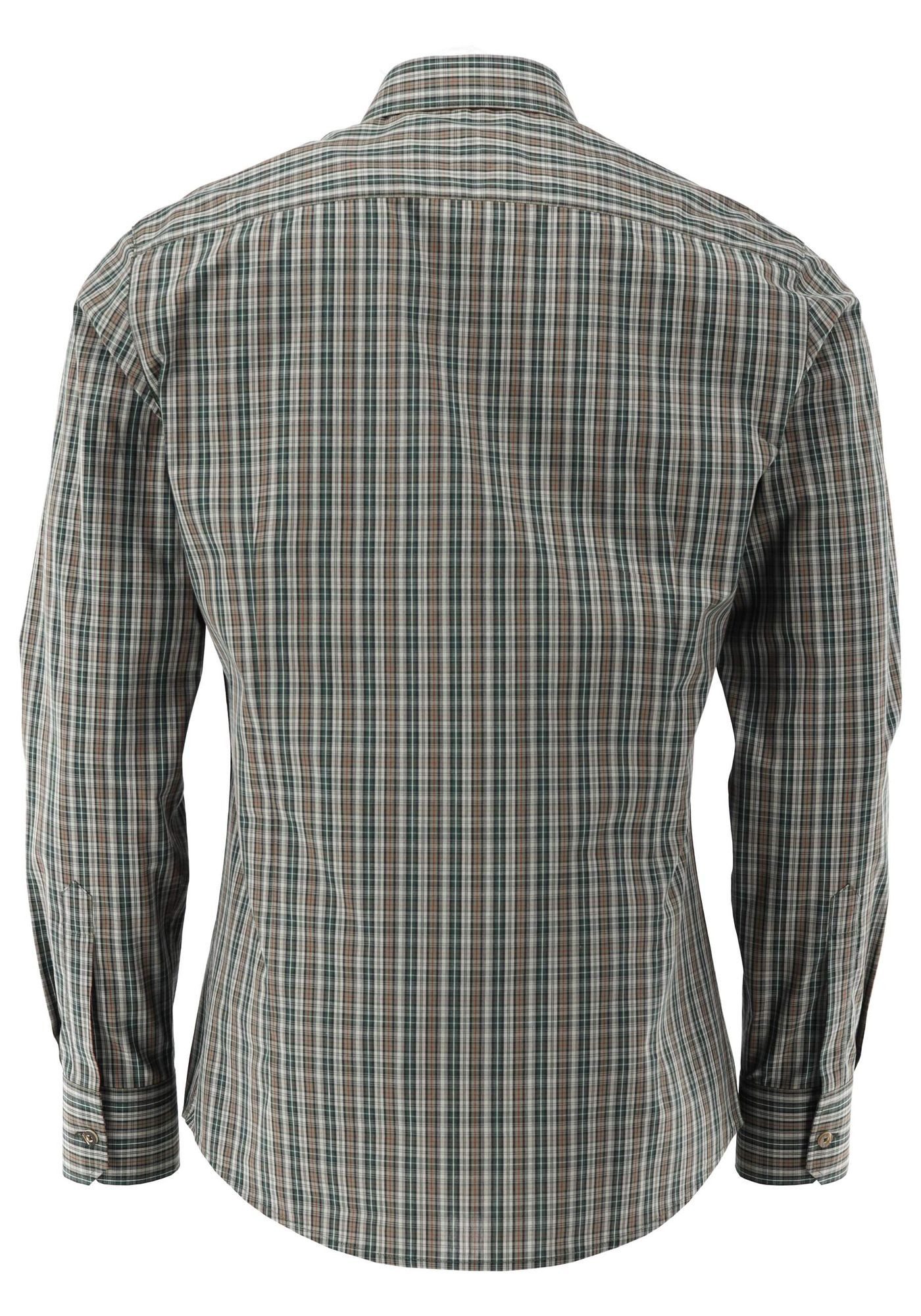 OS Trachten Outdoorhemd Wator Slim Fit, Haifischkragen, 1/1-Arm, Hirsch-Stick auf Brusttasche