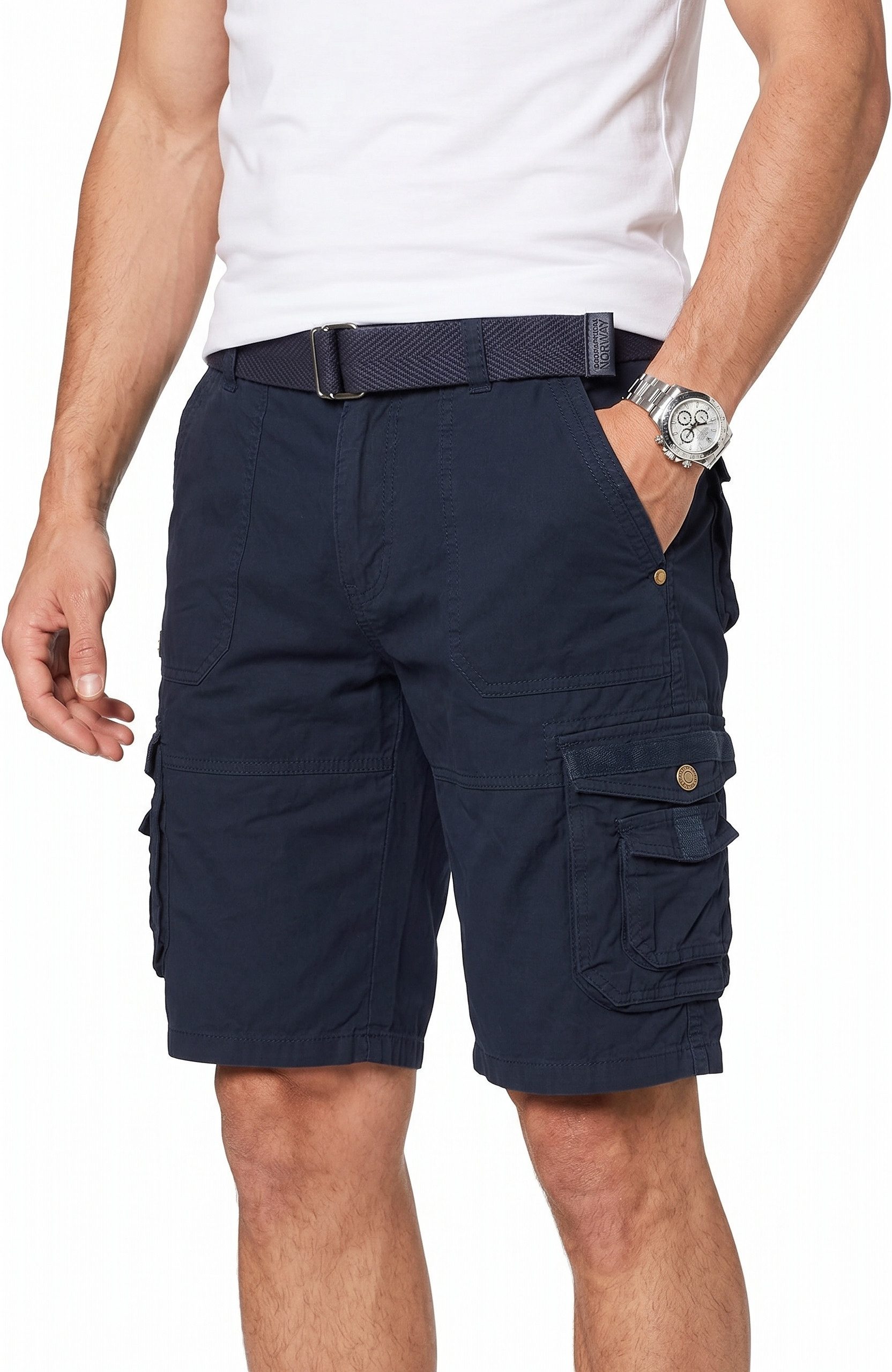 Geographical Norway Cargoshorts kurze Hose aus Baumwolle, Sommer-Bermuda (Packung, 1-tlg) Herrenshorts mit Gürtel Größe S bis 5XL