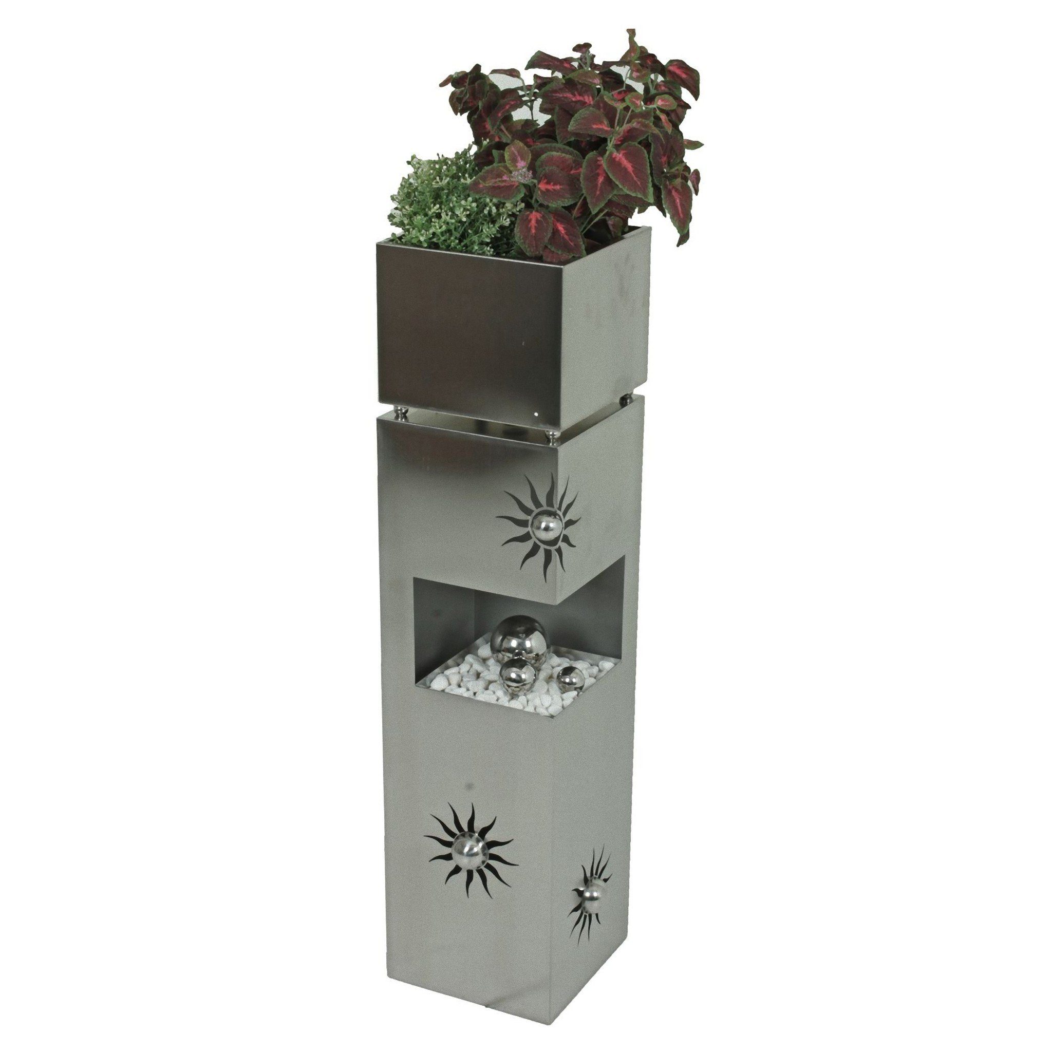 Harms Import Gartenfigur Garden Pleasure Pflanzsäule SONNE 102cm Edelstahl mit Sonnenmotiv
