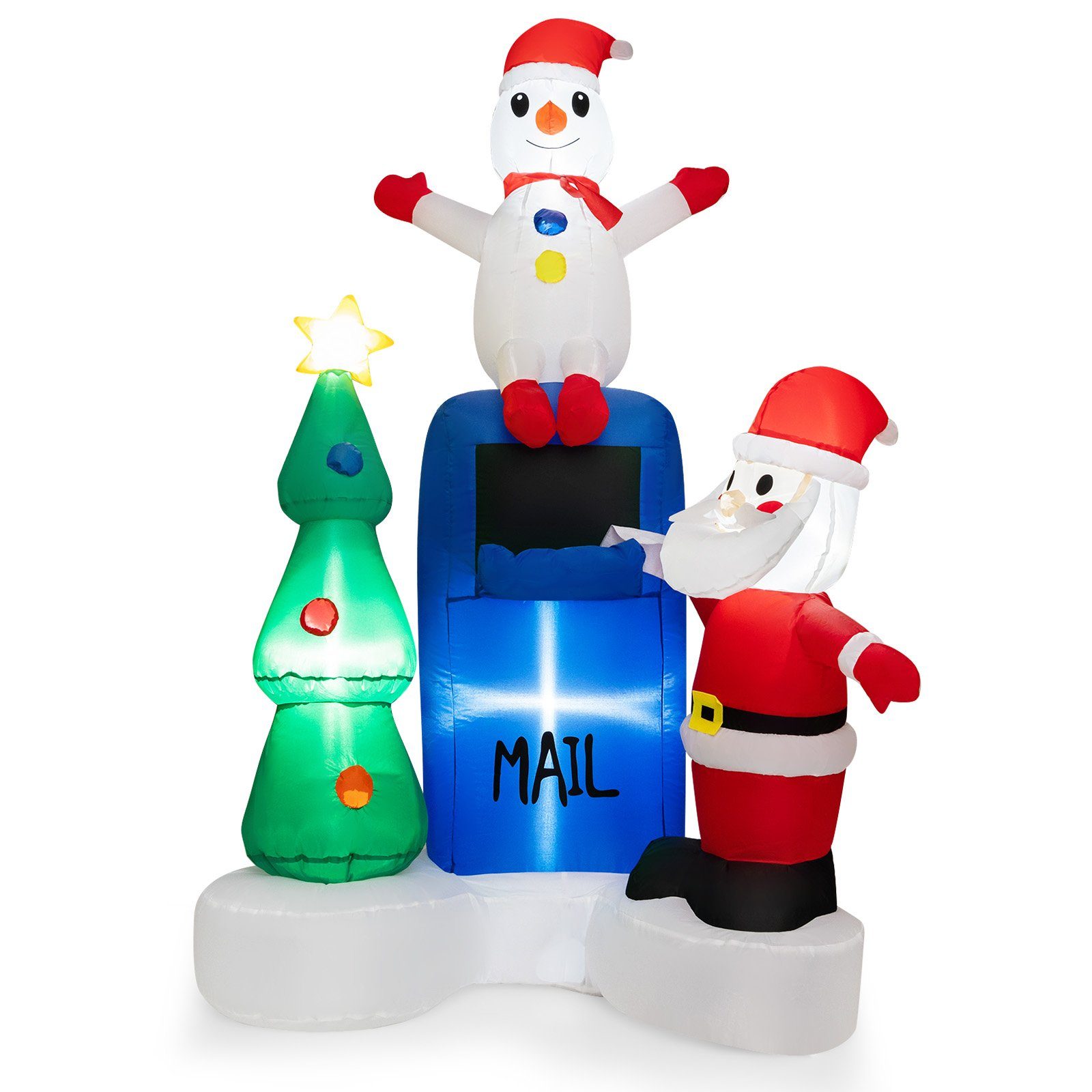COSTWAY Weihnachtsmann, 185 mit LED-Lichtern, integrierten cm aufblasbar