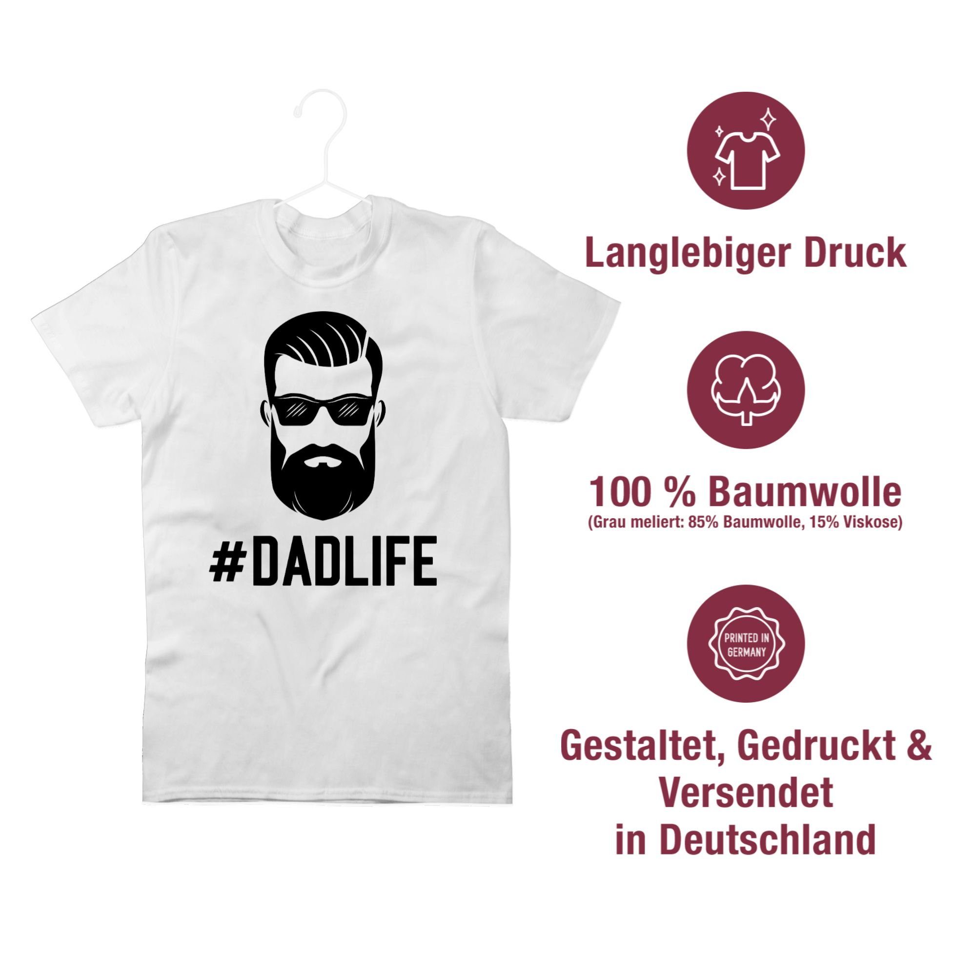 03 T-Shirt Geschenk Weiß für Shirtracer Vatertag Papa Hashtag Dadlife