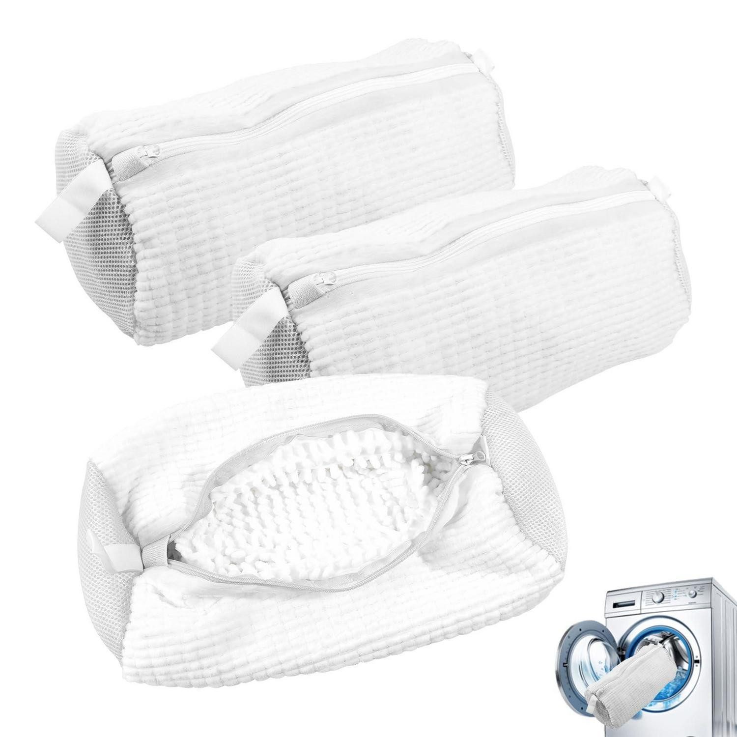 LuxusKollektion Wäschesäckchen Schuhbeutel Waschmaschine 3er-Pack Weiß