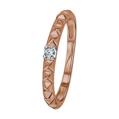 ONE ELEMENT Diamantring 0,04 ct Diamant Brillant Ring 585 Roségold, Damen Gold Schmuck