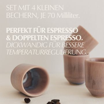NAKOA Espressotasse NAKOA Keramik Espresso Tassen 4er Set, Espressobecher, 70ml