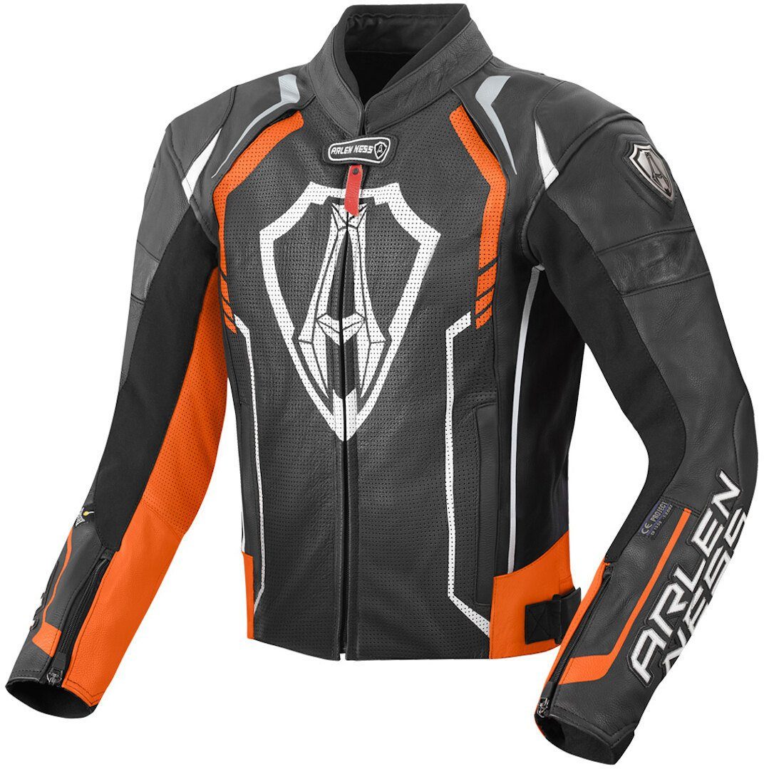 Arlen Ness Motorradjacke Track Motorrad Lederjacke Black/Orange