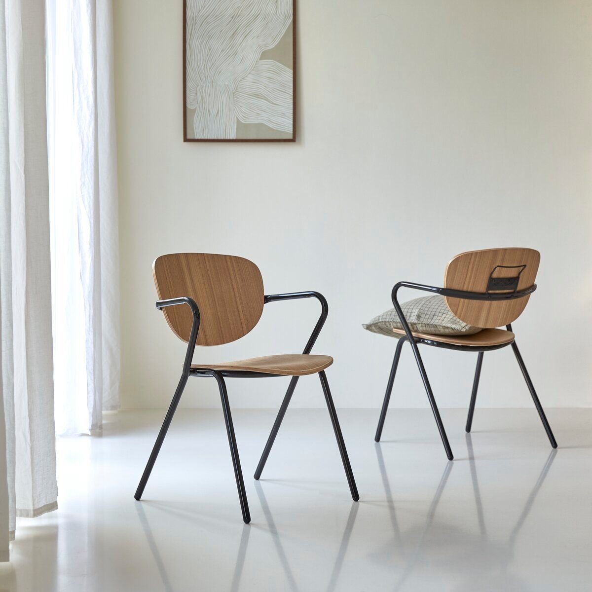 Tikamoon Esszimmerstuhl Stuhl aus Esche und Metall