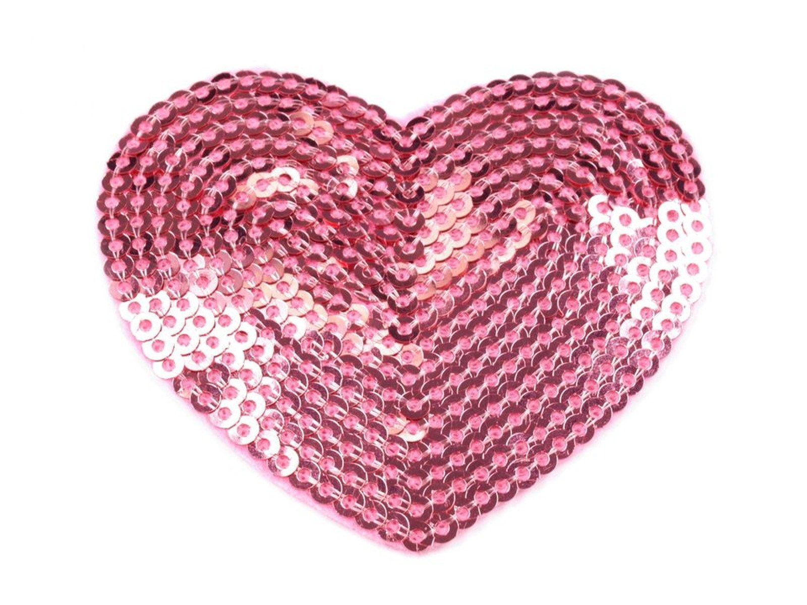 maDDma Patchies 1 Pailletten Aufbügler, Herz 55x60mm, Polyester, Plast, Aufnäher Farbwahl, freie Polyethylen rosa Schicht