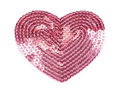 maDDma Patchies 1 Pailletten Aufbügler, Aufnäher Herz 55x60mm, freie Farbwahl, Polyester, Plast, Polyethylen Schicht, rosa