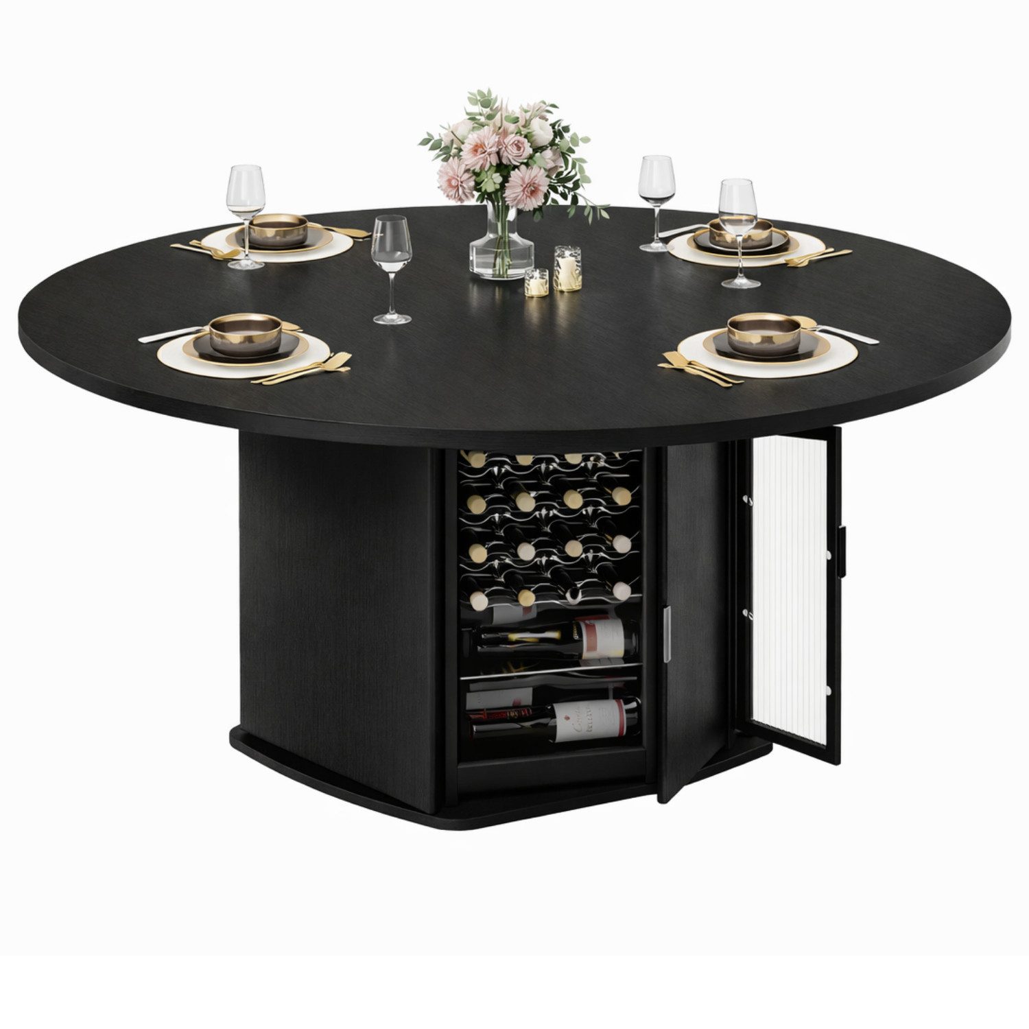 mukuhi Esstisch ESSTISCH Rund 120 cm mit Stauraum Moderner Esszimmertisch, Ø120 cm