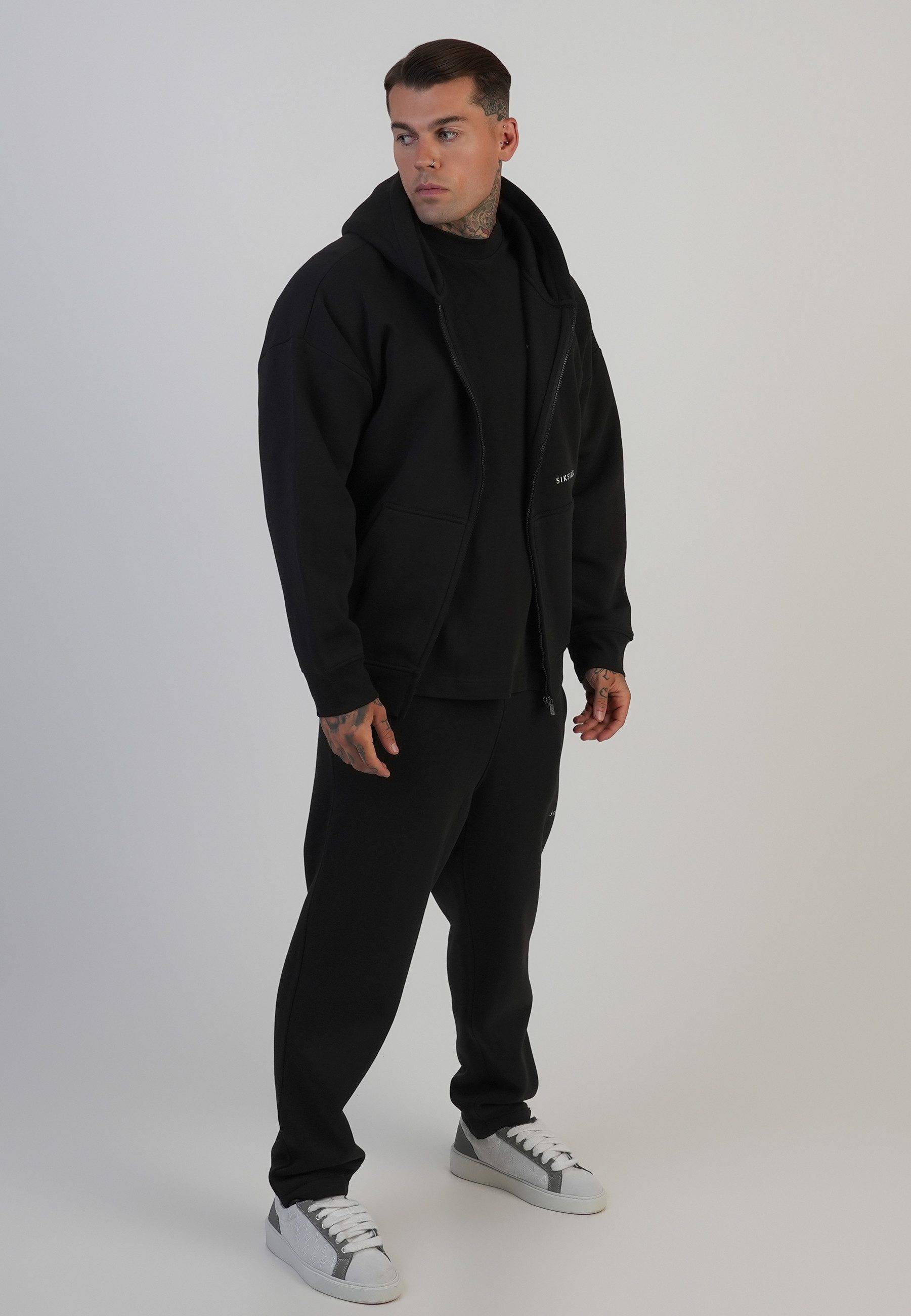 Hoodie SikSilk Herren Hoodie mit Grafik und durchgehendem Reißverschluss