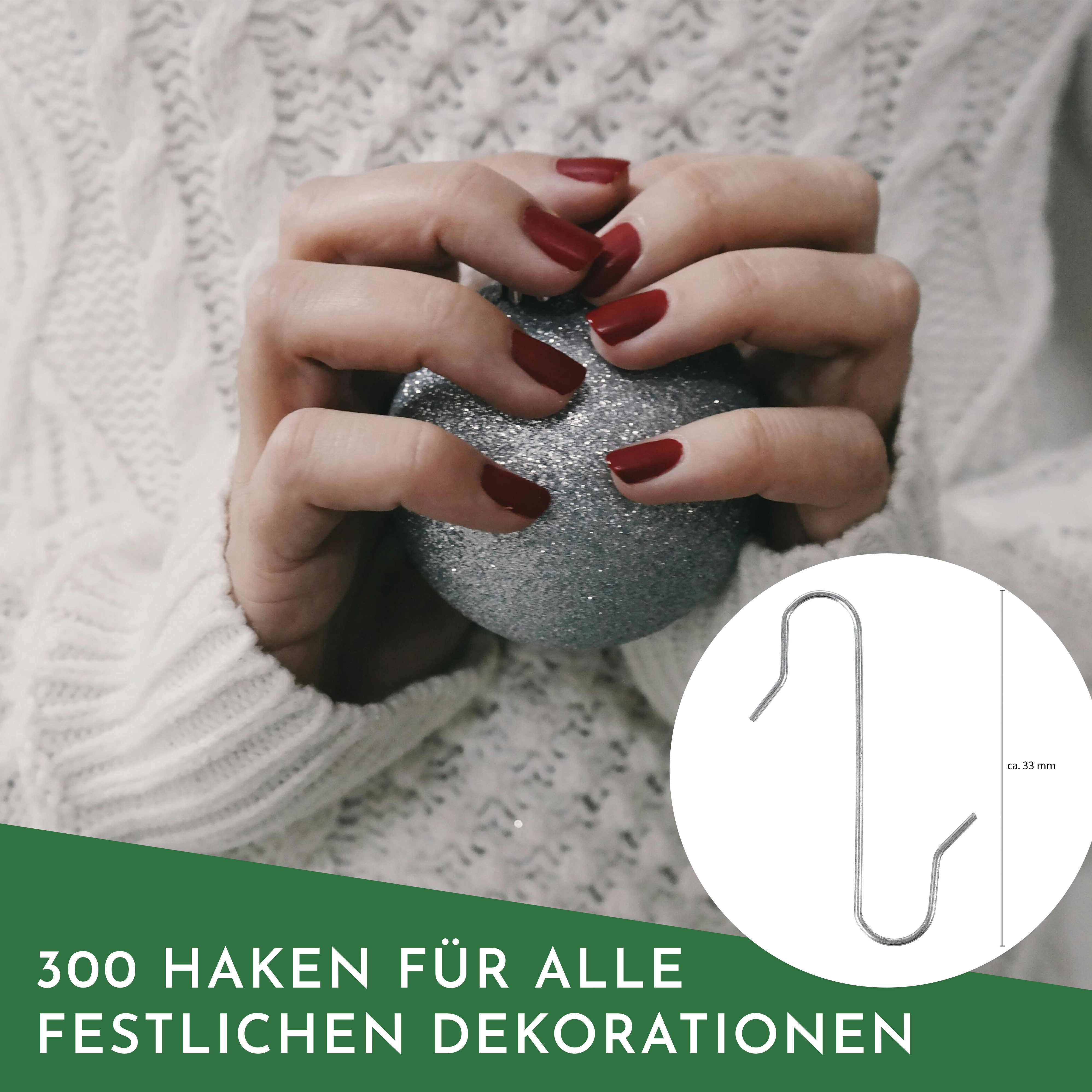 Nordstern Christbaumschmuck Schnellaufhänger Doppelhaken 300er Pack für Christbaumkugeln, rostfrei