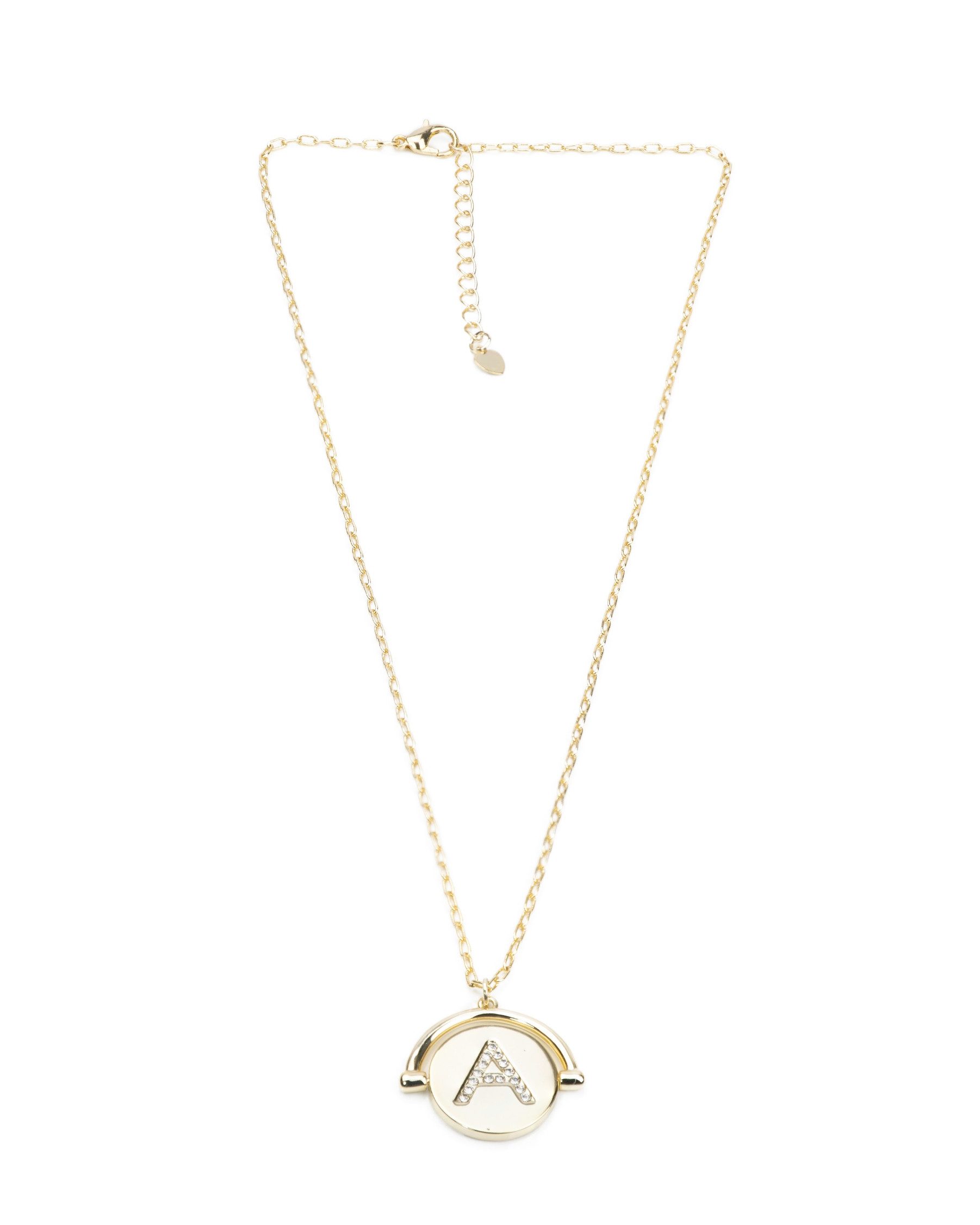MayTree Kette mit Anhänger Buchstabe A beidseitig Messing 14K vergoldet, mit Zirkonia (Stück, 1-tlg), Statementkette, beidseitig, mit positiver Botschaft