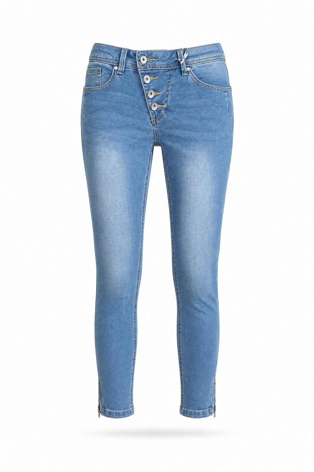 Buena Vista Slim-fit-Jeans Malibu V 7/8 cozy denim - 7/8 Skinny Jeans mit Zippern - Damen