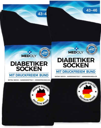 MEDOLY Diabetikersocken mit 97% Baumwolle, ohne Bund (6 Paar) ohne störende Naht