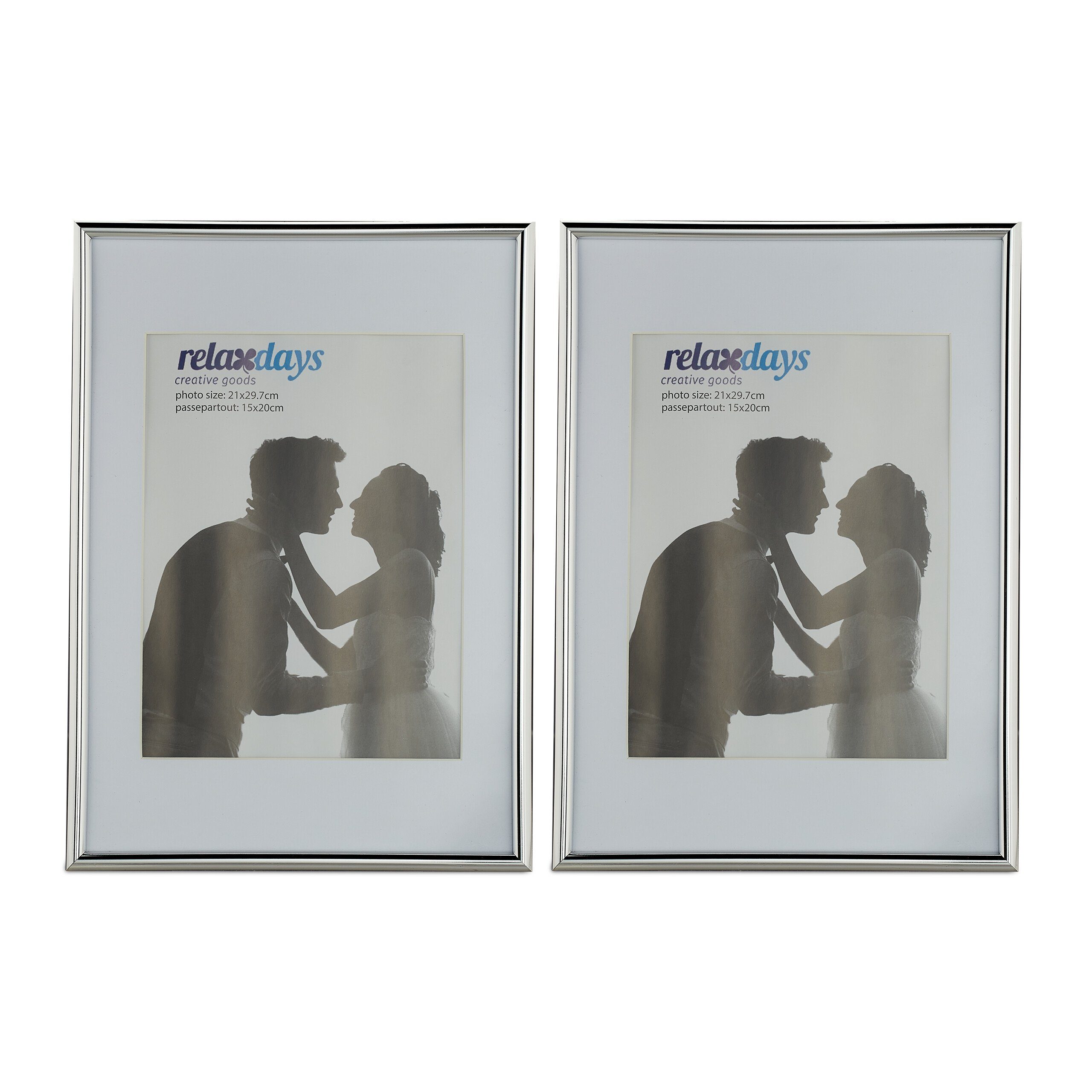 relaxdays Bilderrahmen 2er Set A4, silber günstig online kaufen