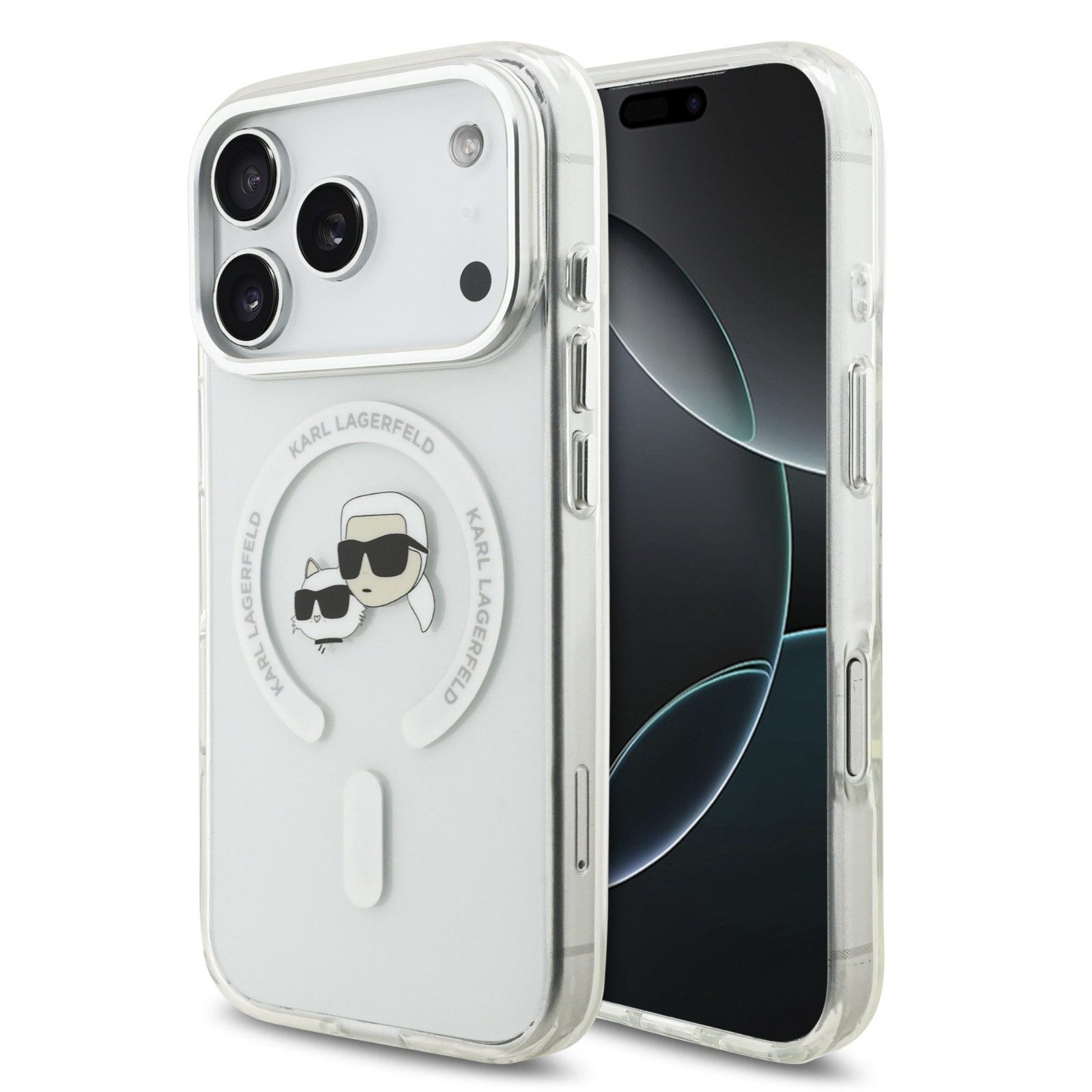 KARL LAGERFELD Handyhülle Case MagSafe iPhone 17 Pro Kunststoff Karl Katze transparent 6,3 Zoll, Kantenschutz