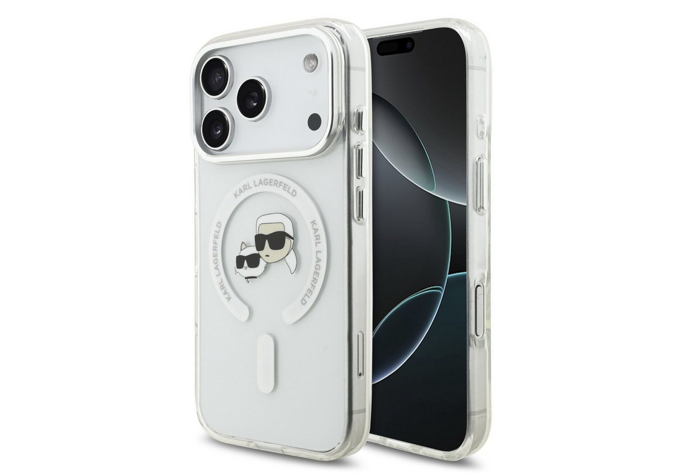 KARL LAGERFELD Handyhülle Case MagSafe iPhone 17 Pro Kunststoff Karl Katze transparent 6,3 Zoll, Kantenschutz