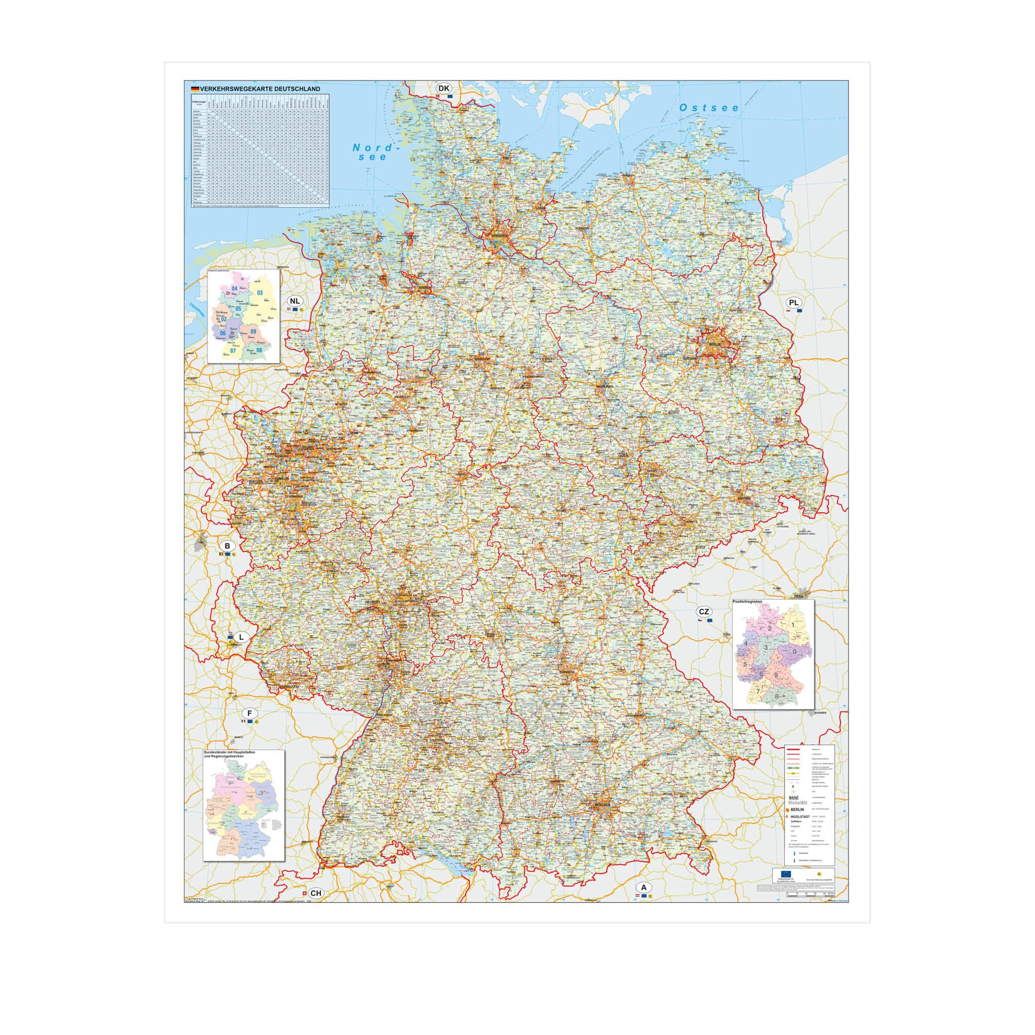 STIEFEL Poster Verkehrswegekarte Deutschland, 97 x 119 cm günstig online kaufen