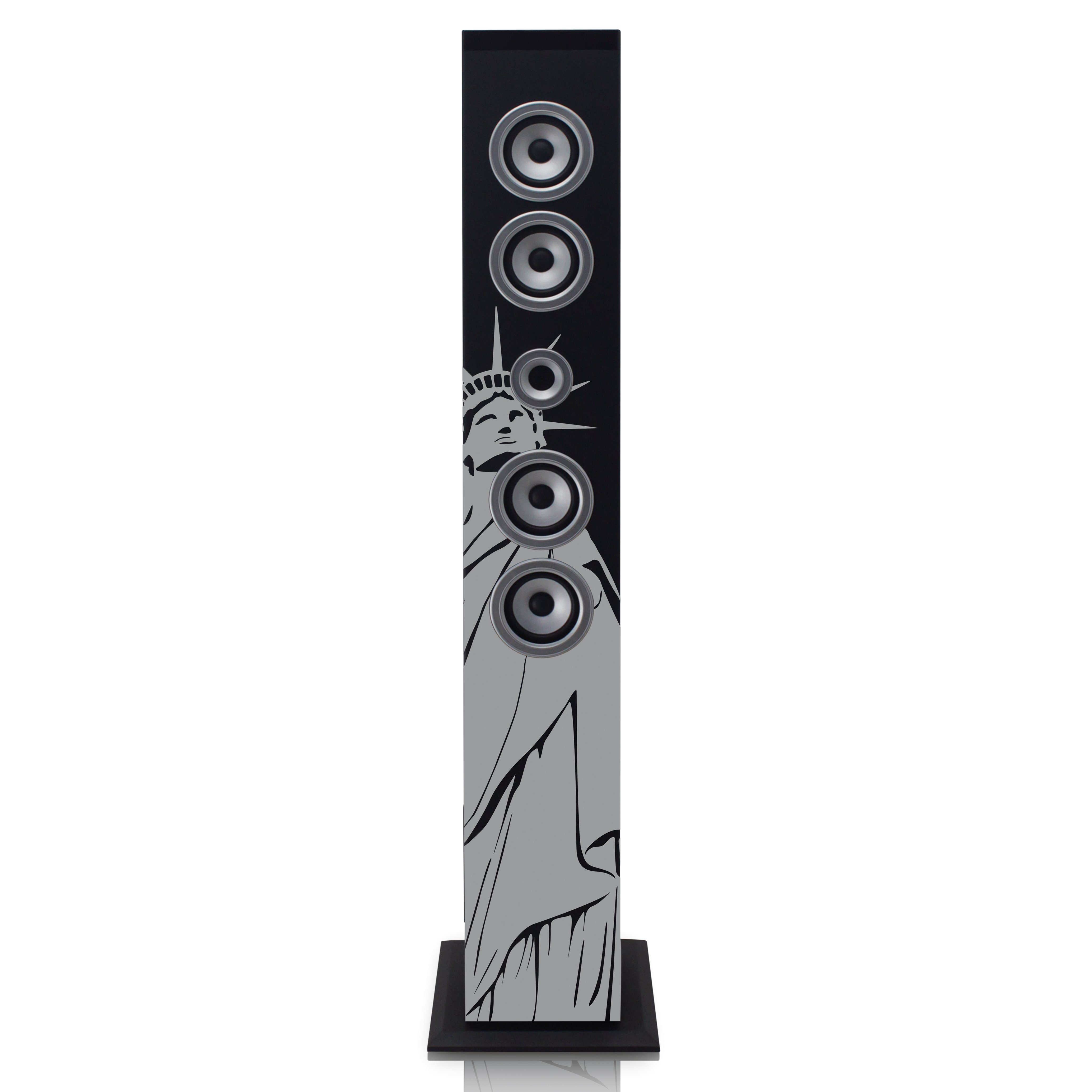 Lenco IBT-6 NY Liberty Bluetooth-Lautsprecher 1.0 (Bluetooth, 40 W, Bluetooth-Speaker, FM-Radio mit USB/SD-Slot, AUX, LCD in 6 Designs)