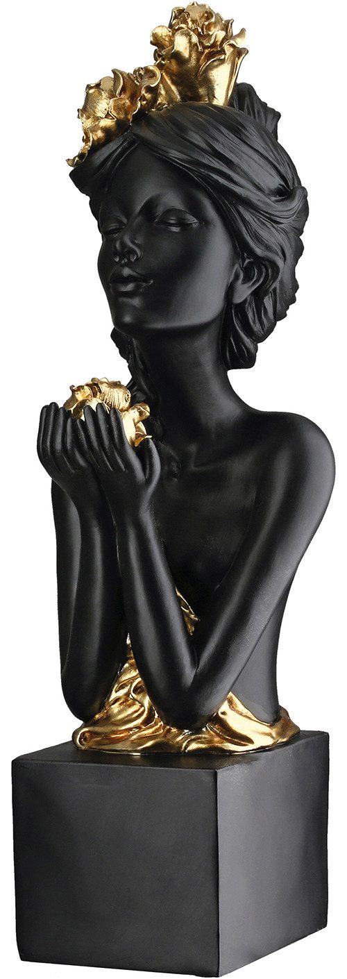 GILDE Skulptur Skulptur Frau Rosenliebe schwarz (1 St), Frauenfigur Rosenmotiv romantische Skulptur edle Dekoration