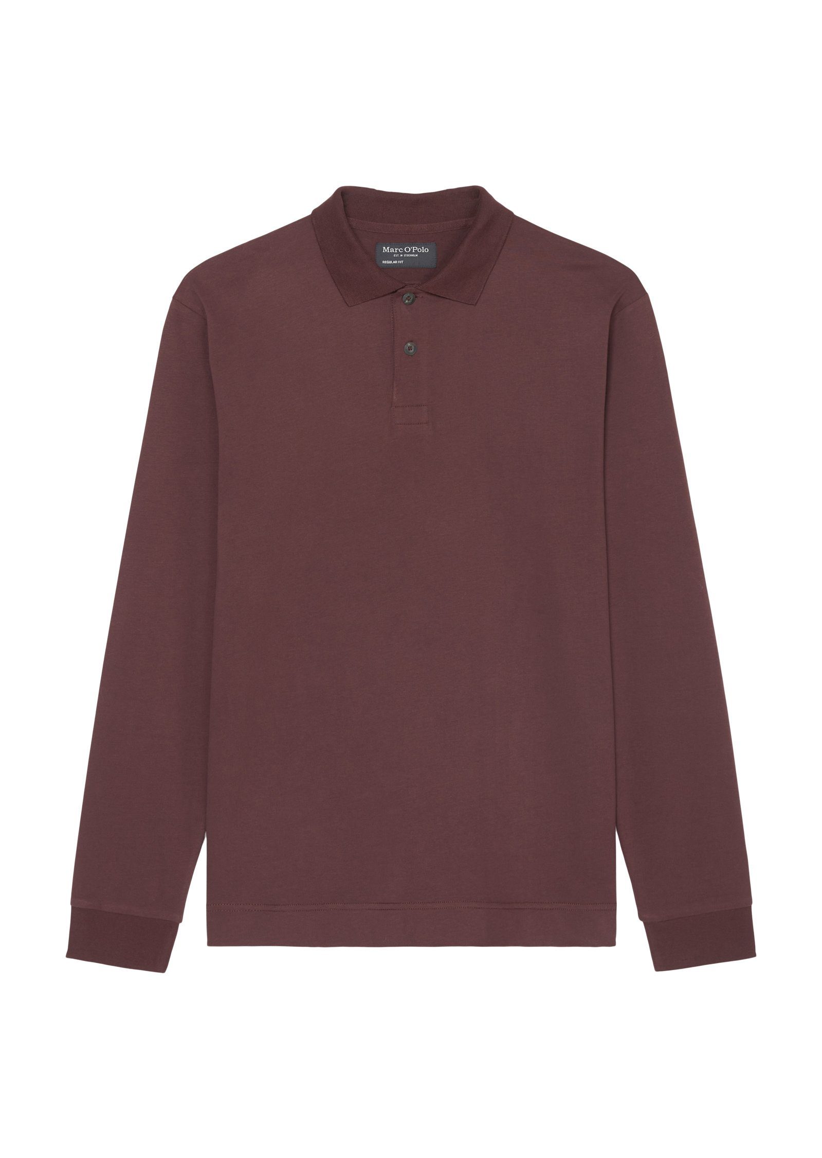 Marc O'Polo Langarm-Poloshirt aus softem lila Heavy-Jersey
