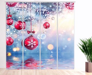 Schiebegardine Weihnachten in blau 4er Set 260 cm lang - selbst kürzbar - B-line, gardinen-for-life