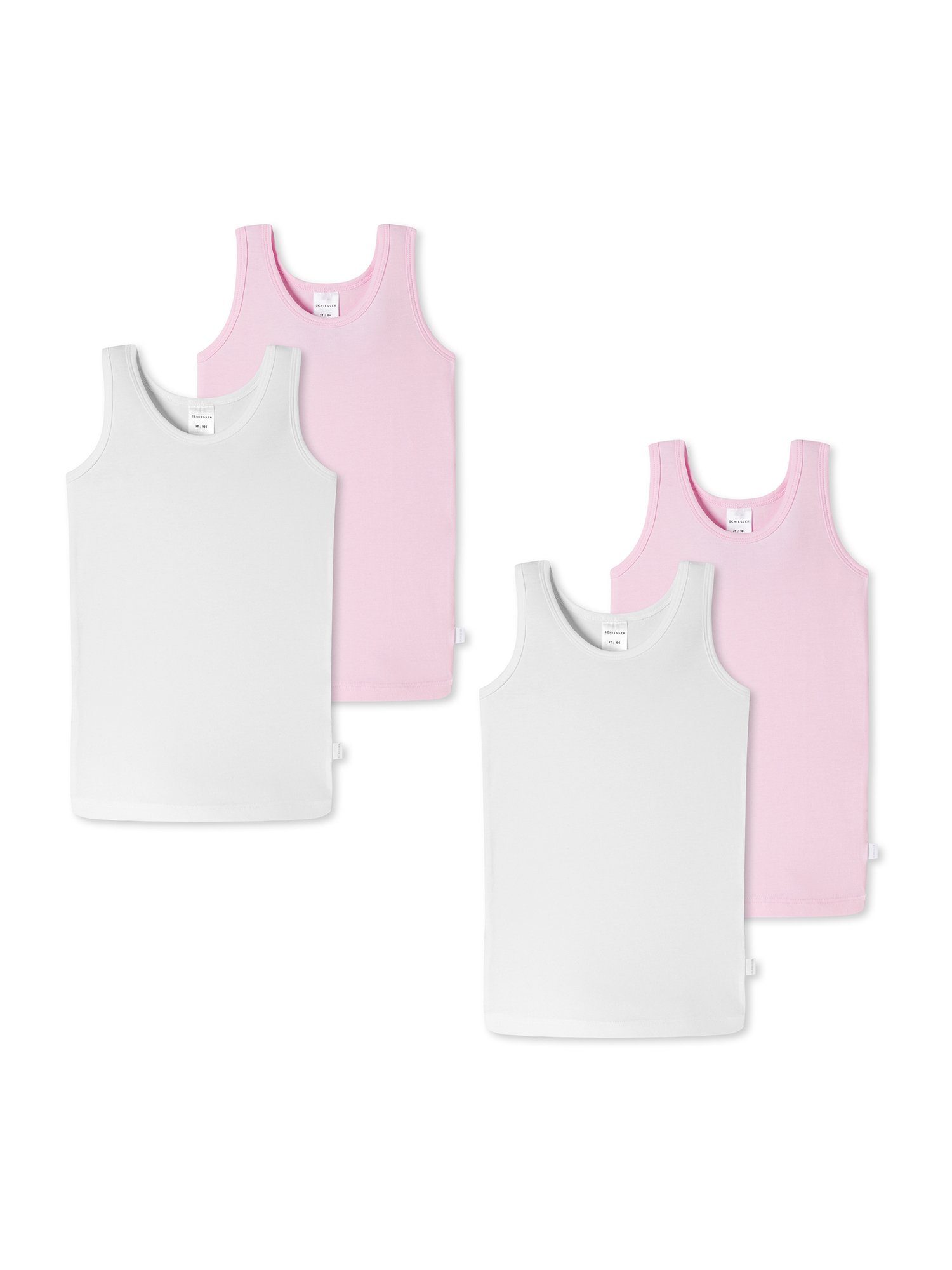 Basic Schiesser Unterhemd (4-St) weiß/rosa Allday