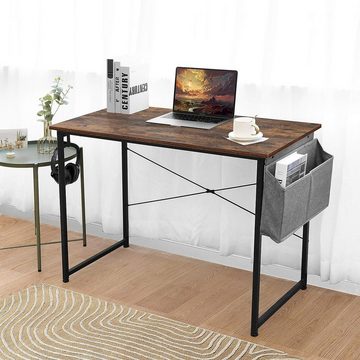TLGREEN Schreibtisch Computertisch mit Aufbewahrungstasche, PC-Tisch Bürotisch Officetisch