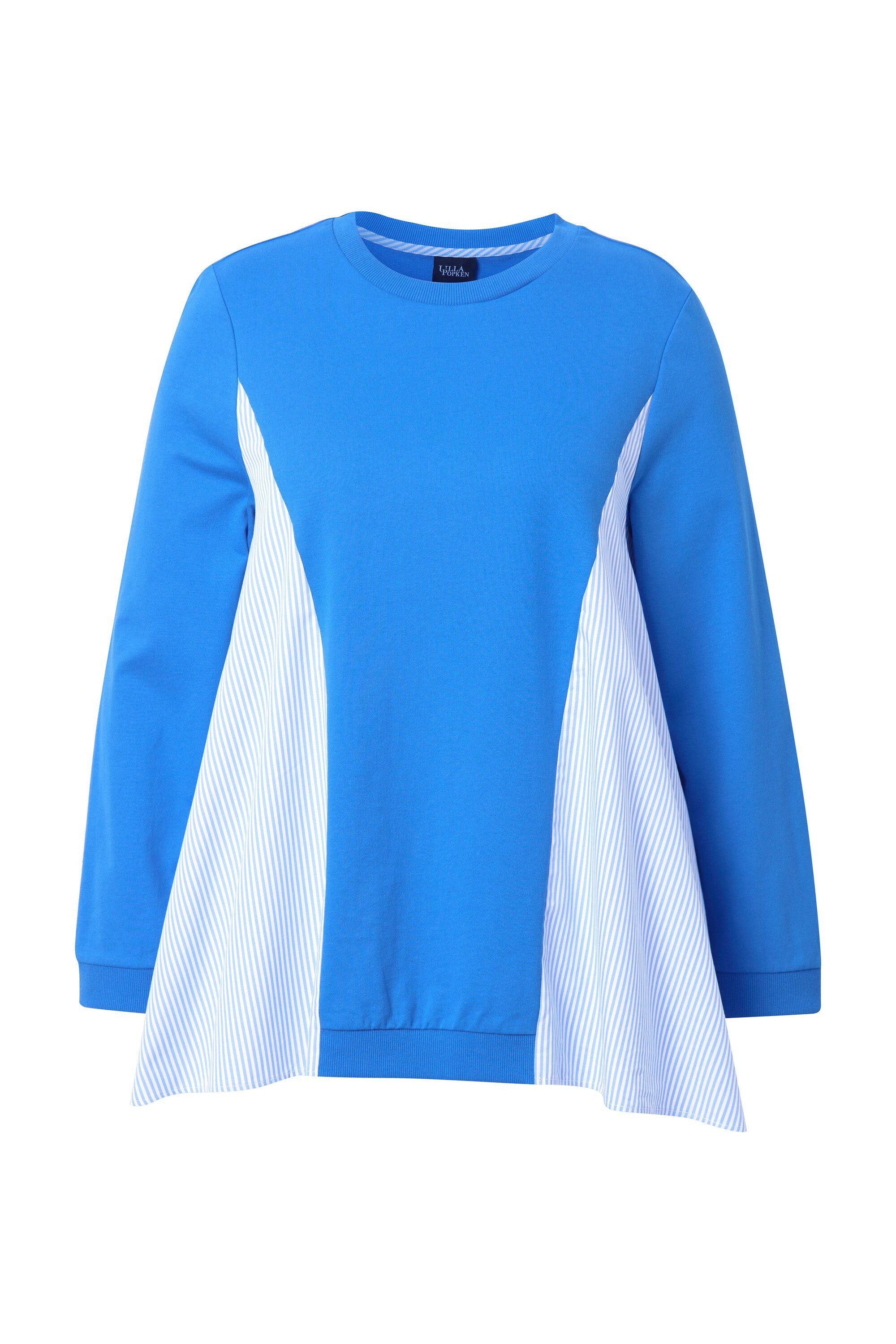 Ulla Popken Sweatshirt Sweatshirt Streifeneinsätze Rundhals günstig online kaufen
