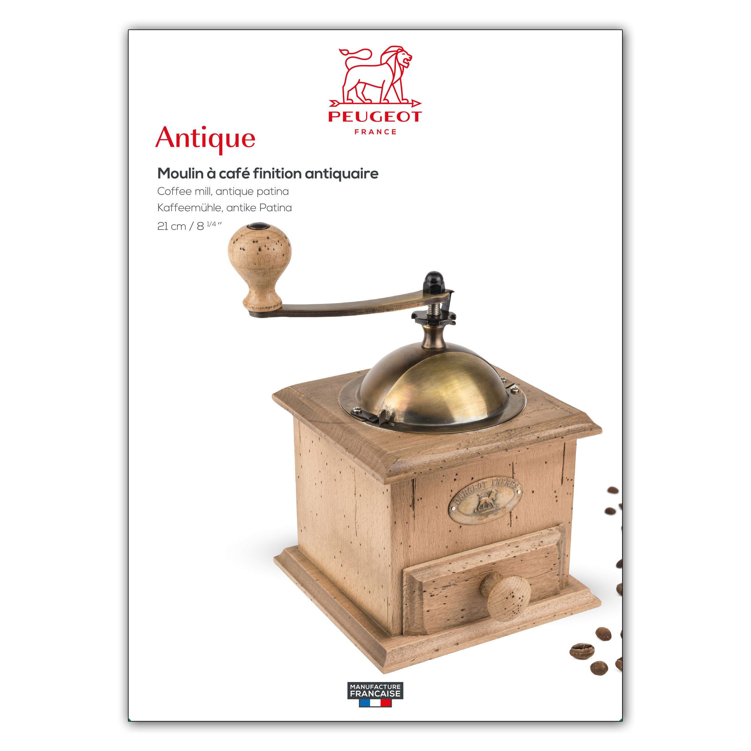 PEUGEOT Kaffeemühle ANTIQUE 21cm Buchenholz Edelstahl