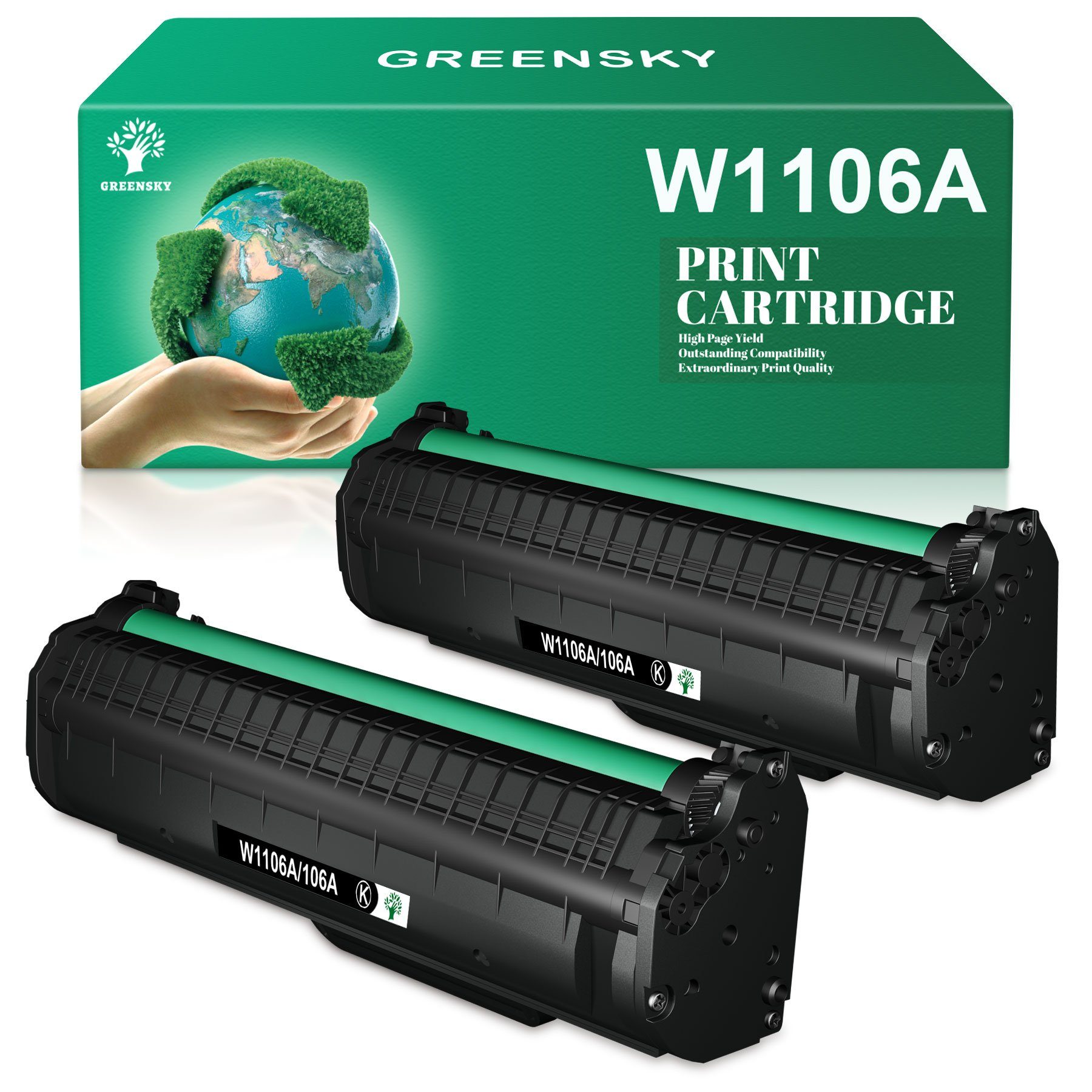 Greensky Tonerpatrone 2er W1106A für HP 106A MFP 137fnw Laser 107r 135a 135wg 137fnw