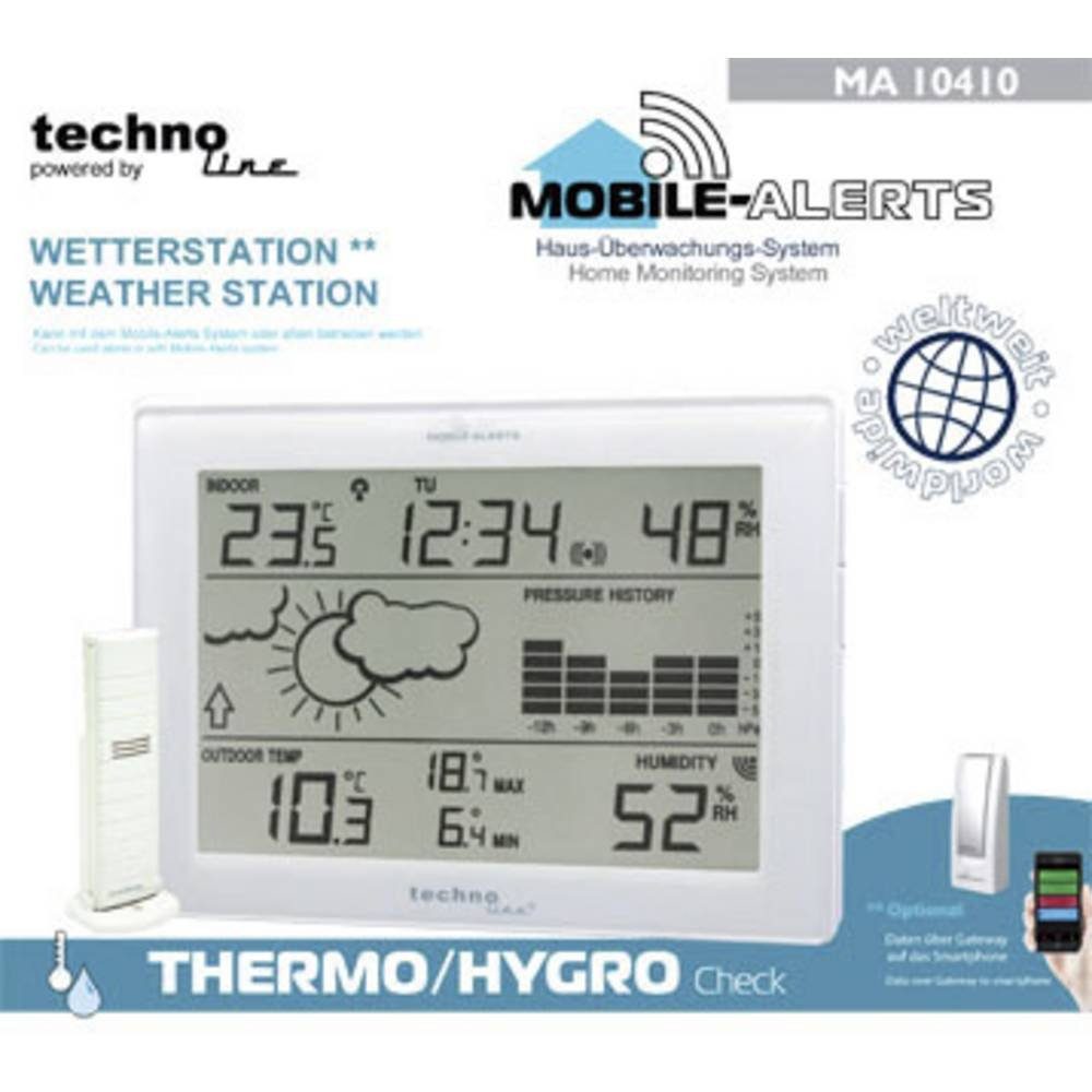 technoline Techno Line Mobile Funk-Wetterstation MA 10410 Alerts Wetterstation