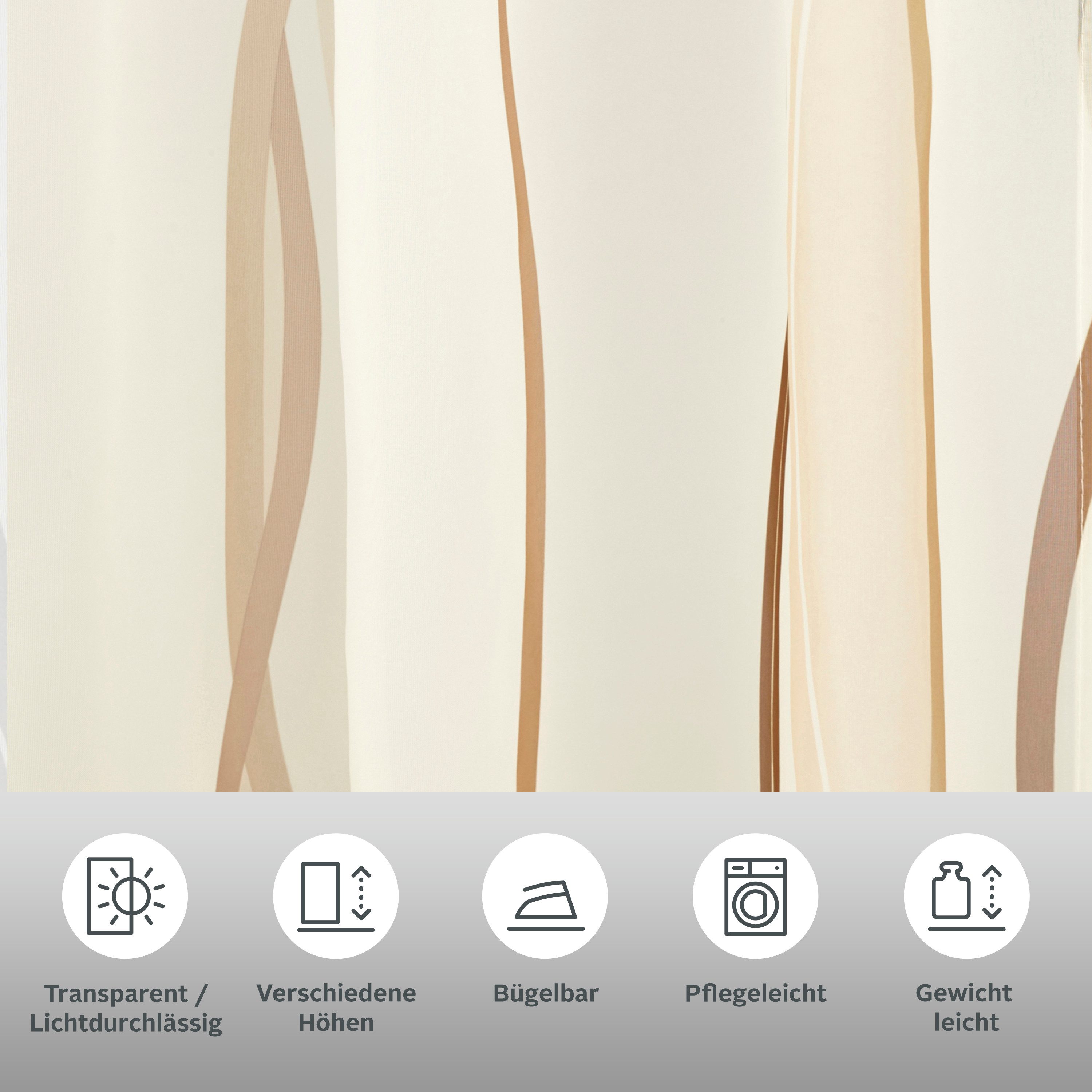OTTO home Gardine DIMONA (2 St), Schlaufen, transparent, Voile, 2-er Set, Voile, Polyester, Wellen
