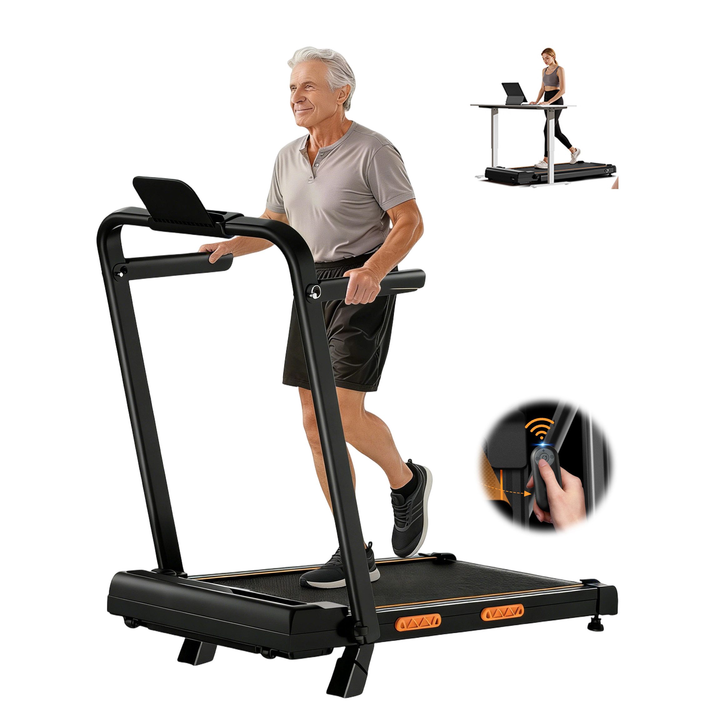 UMAY Laufband 12 voreingestellte Programme Für Zuhause (2,5-PS-Motor bis zu 10 km/h, 150 kg Belastbarkeit, LED-Anzeige und Fernbedienung), mit 16 % Steigung