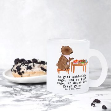 Mr. & Mrs. Panda Teeglas Bär Essen gehen - Transparent - Geschenk, Teetasse aus Glas, Glas Tee, Premium Glas, Liebevolle Gestaltung
